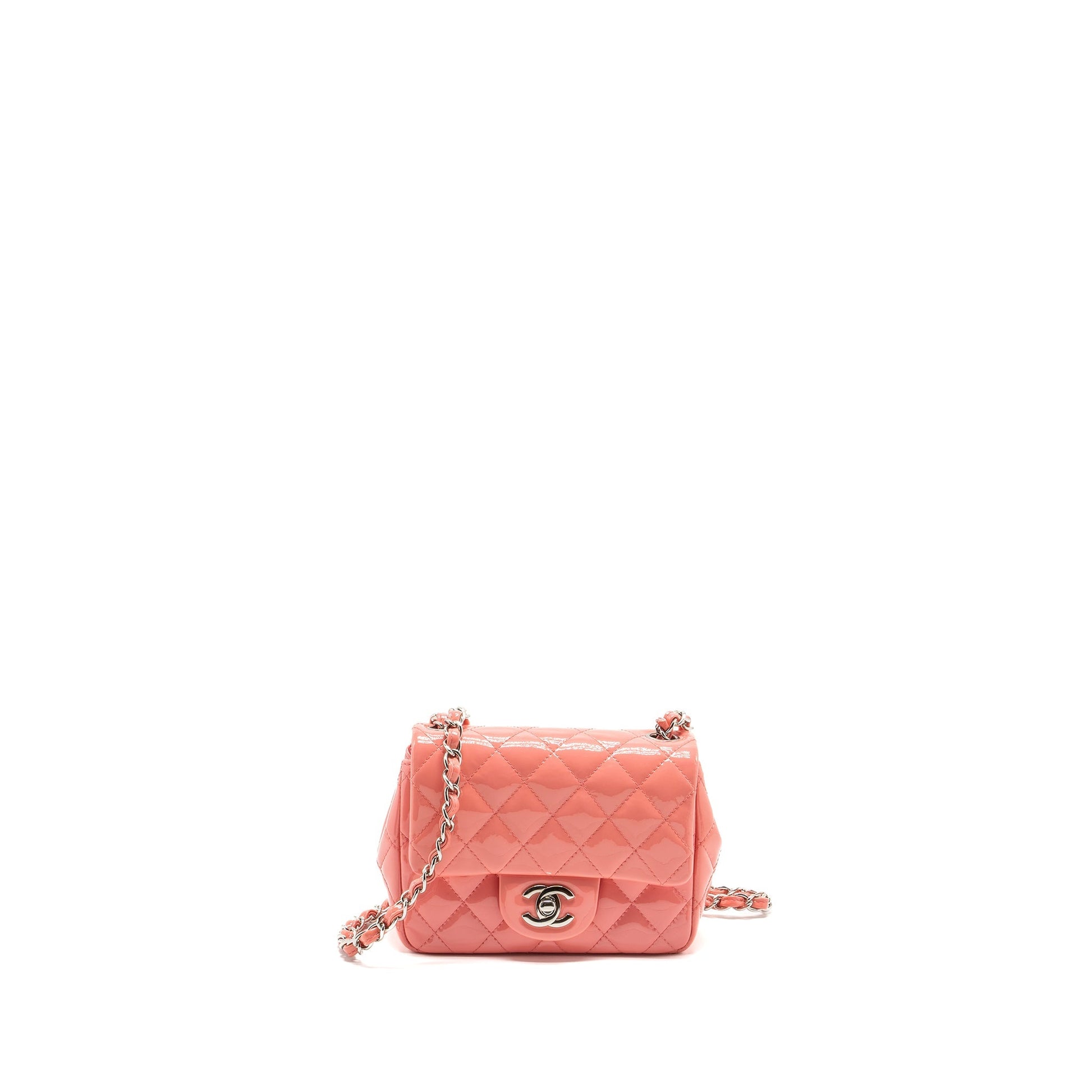 Chanel Square Flap Patent SHW Pink Shoulder Bag