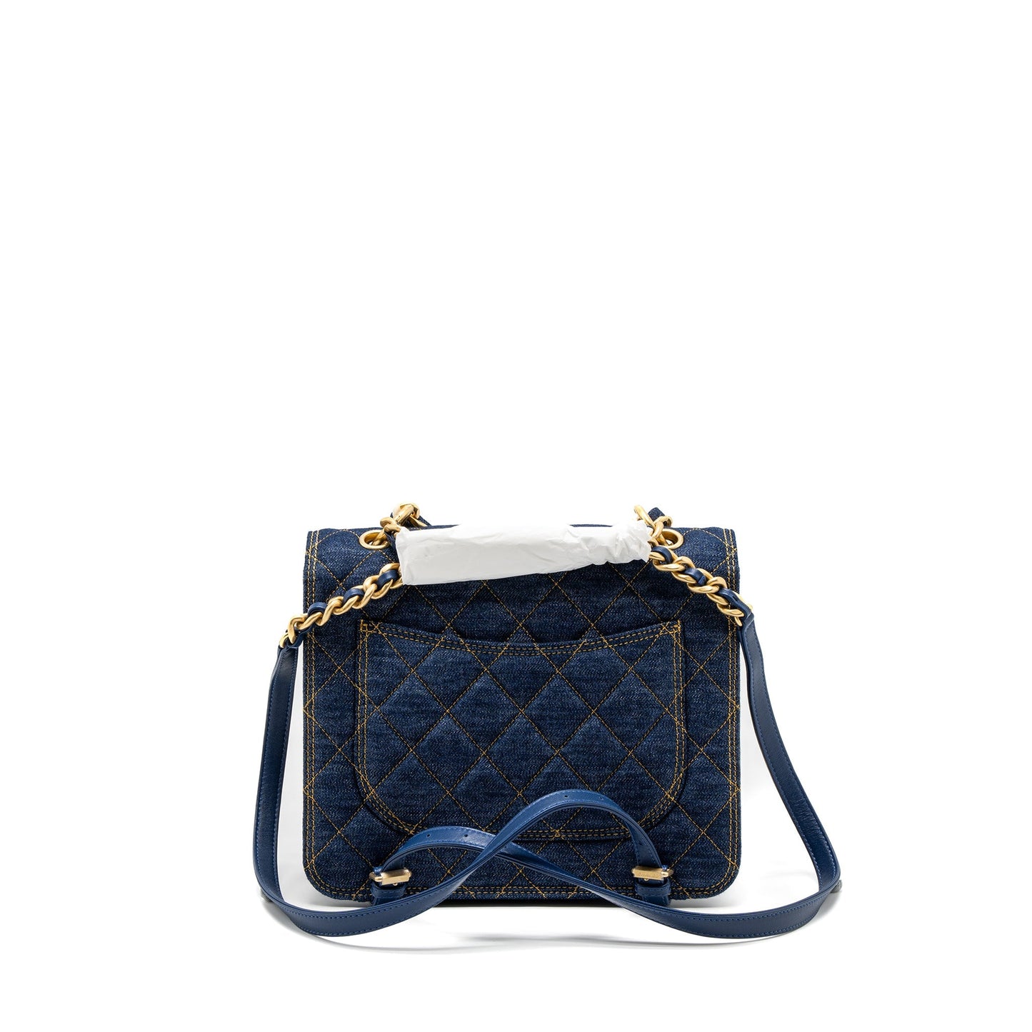 Chanel 23S Flap Backpack Denim Brushed GHW Blue