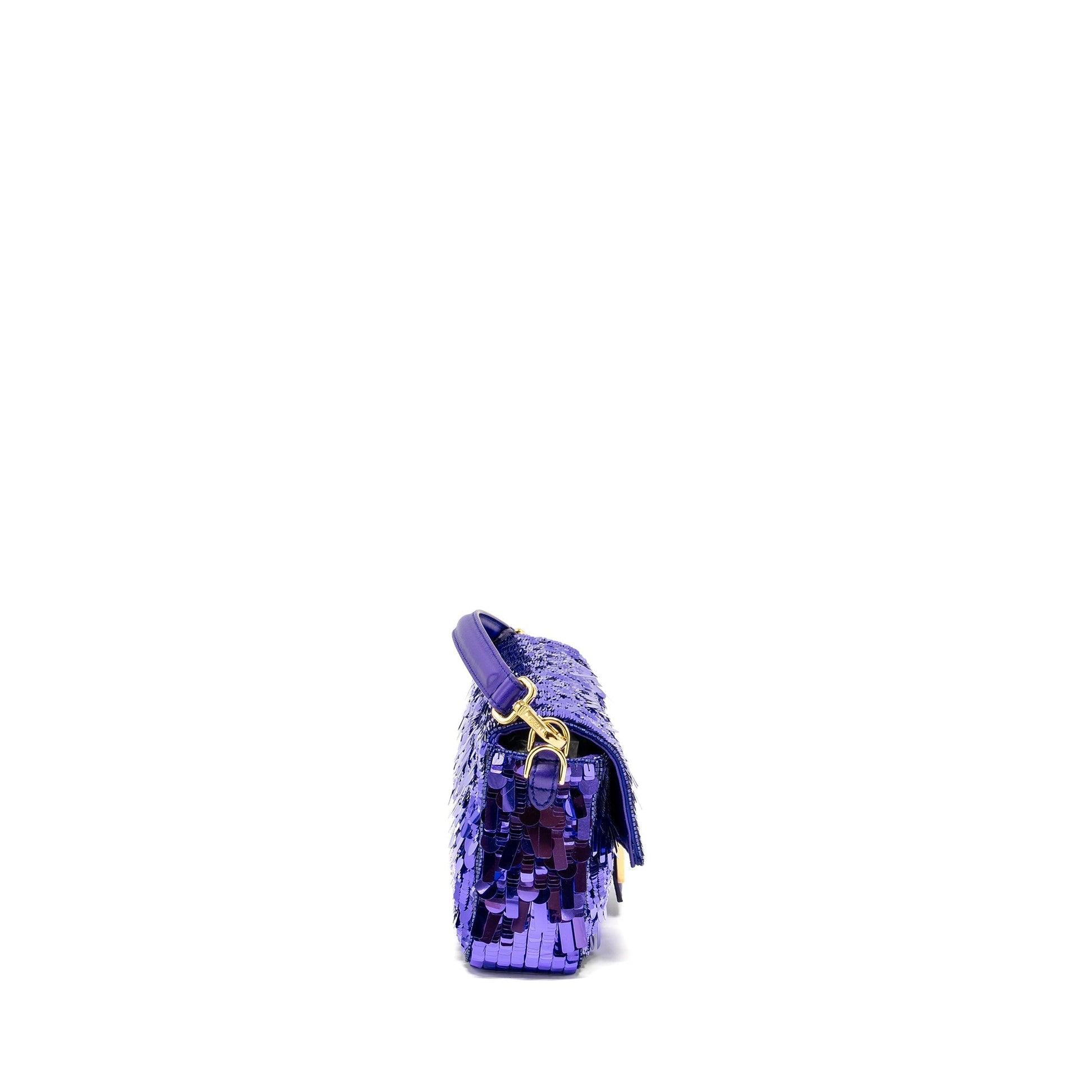 Fendi Baguette Purse Limited Edition Sequin Leather Purple Shoulder Bag