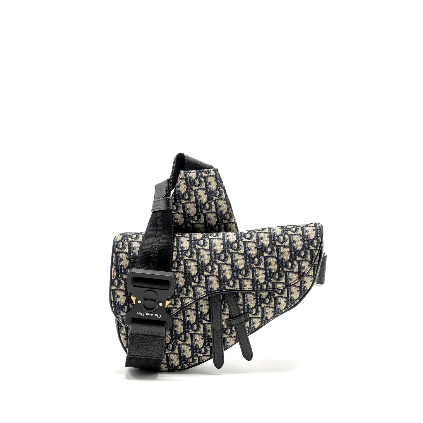Dior Homme Saddle Purse Oblique Jacquard Handbag Black Beige Travel Bag Black Handbag