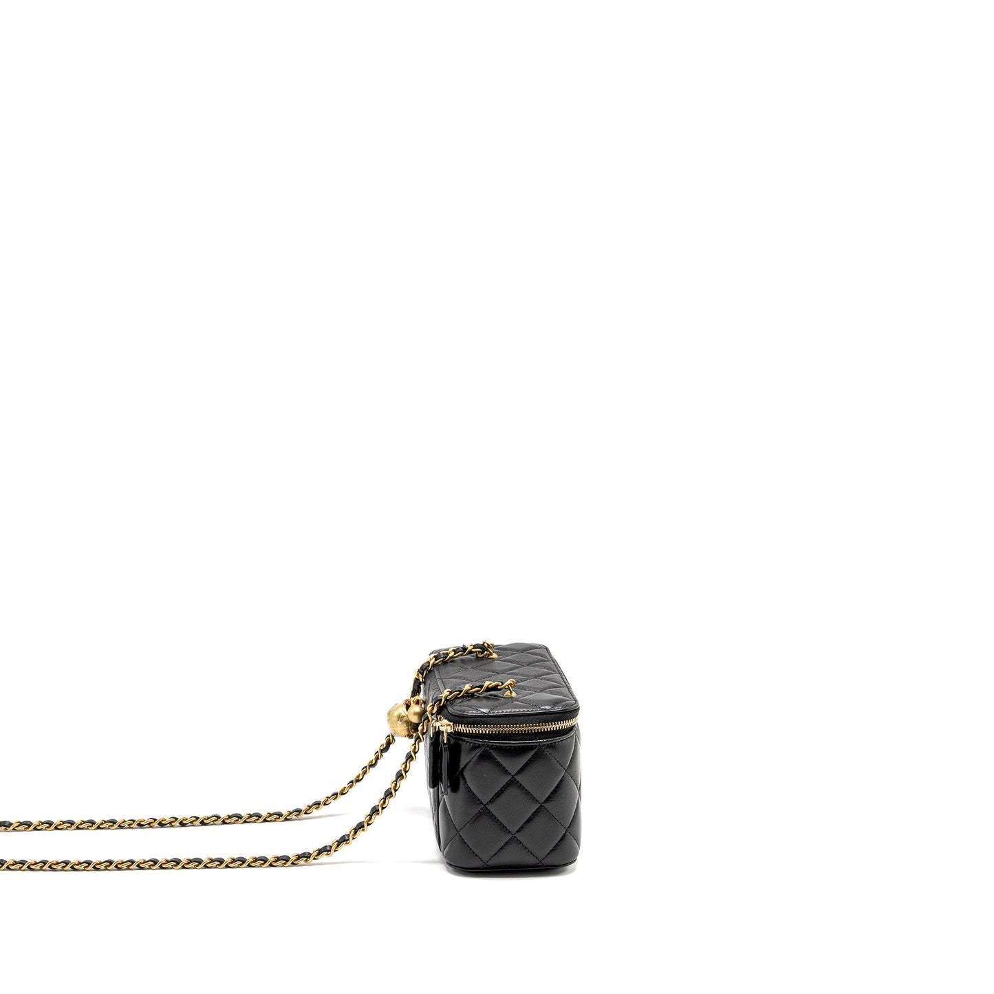 Chanel Pearl Crush Long Vanity Lambskin GHW Black Handbag 9