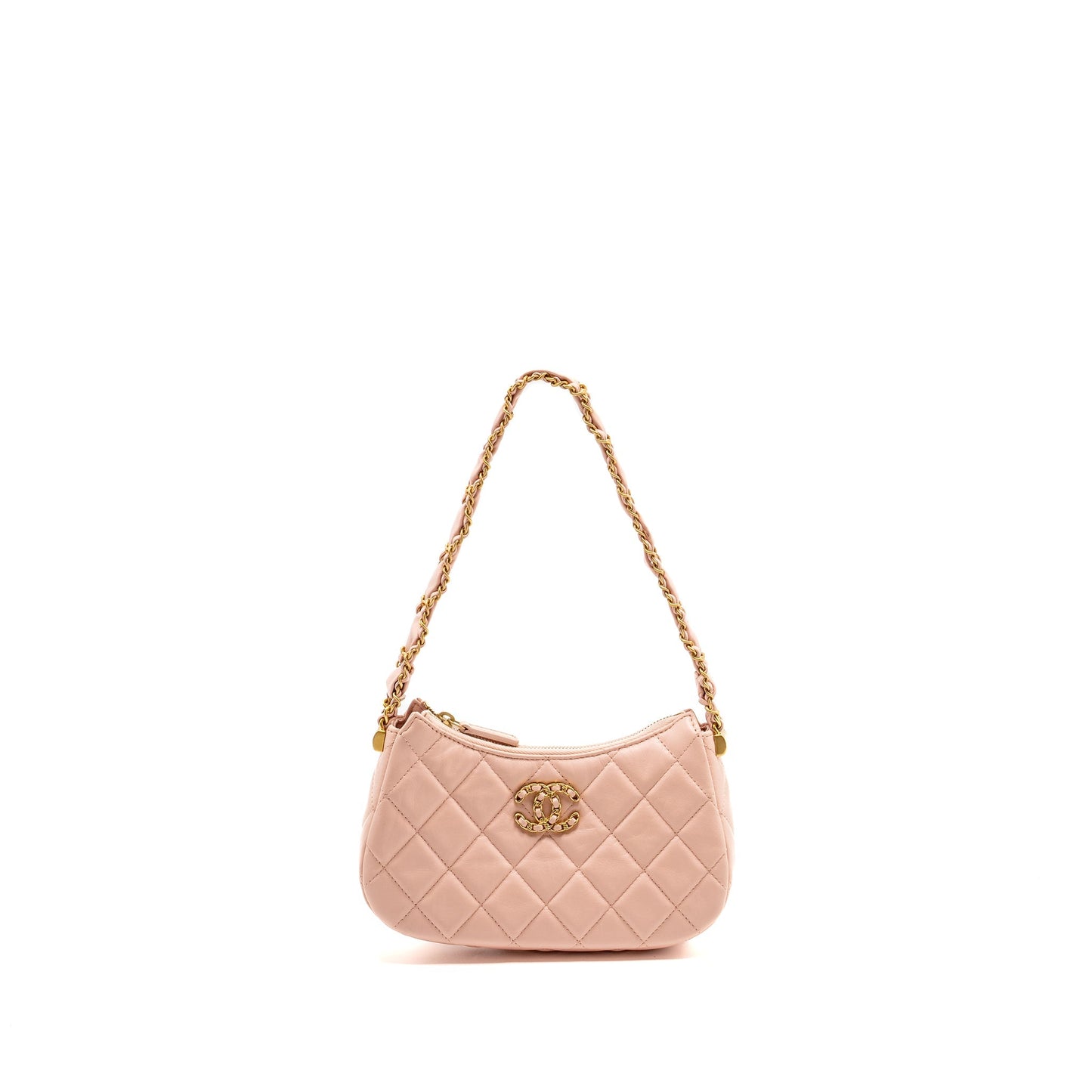 Chanel 23K Hobo Calfskin GHW microchip Pink Small Shoulder Bag