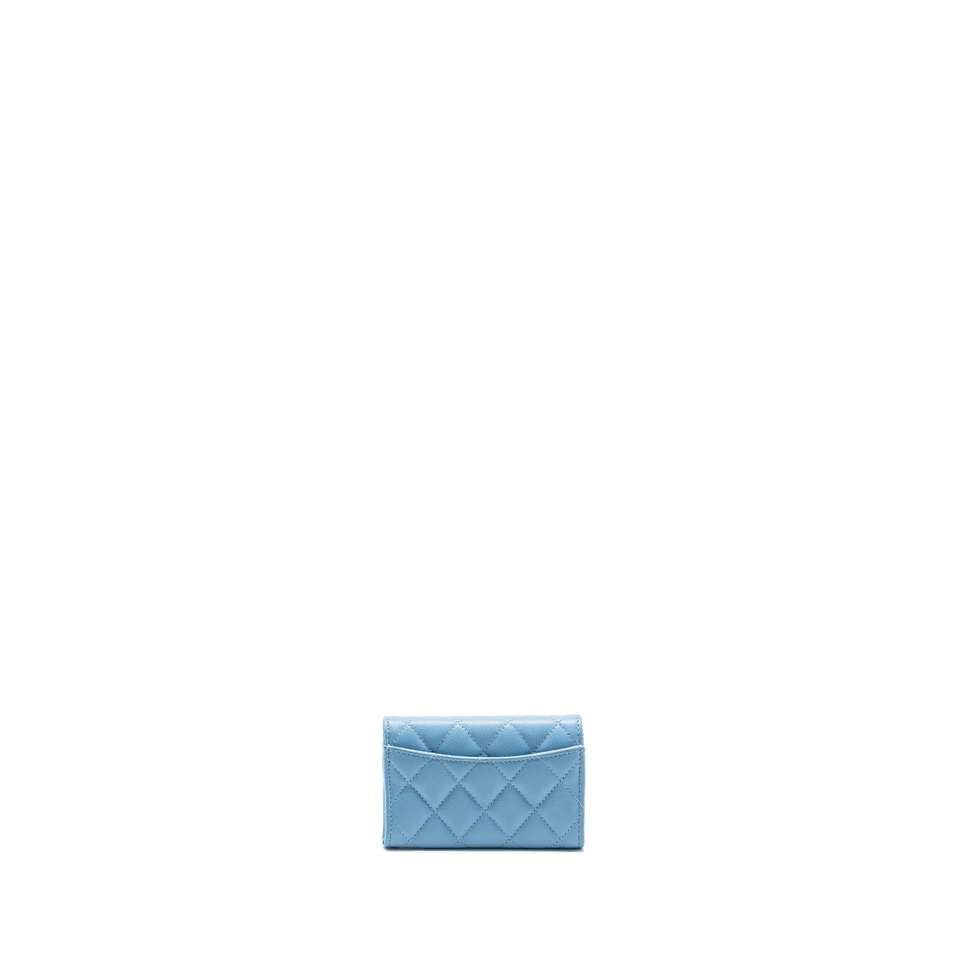 Chanel classic flap card holder caviar LGHW Blue Wallet Case Lghw Microchip