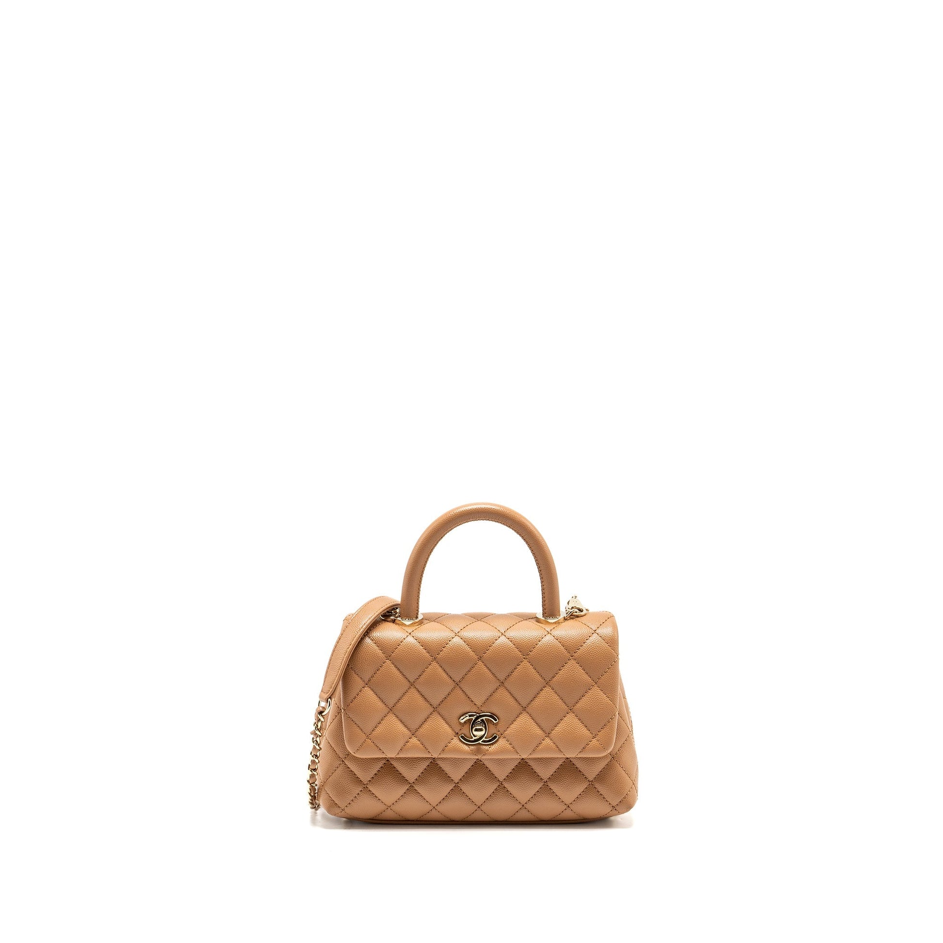 Chanel 21P Coco Handle Caviar caramel LGHW Small Handbag Lghw 1