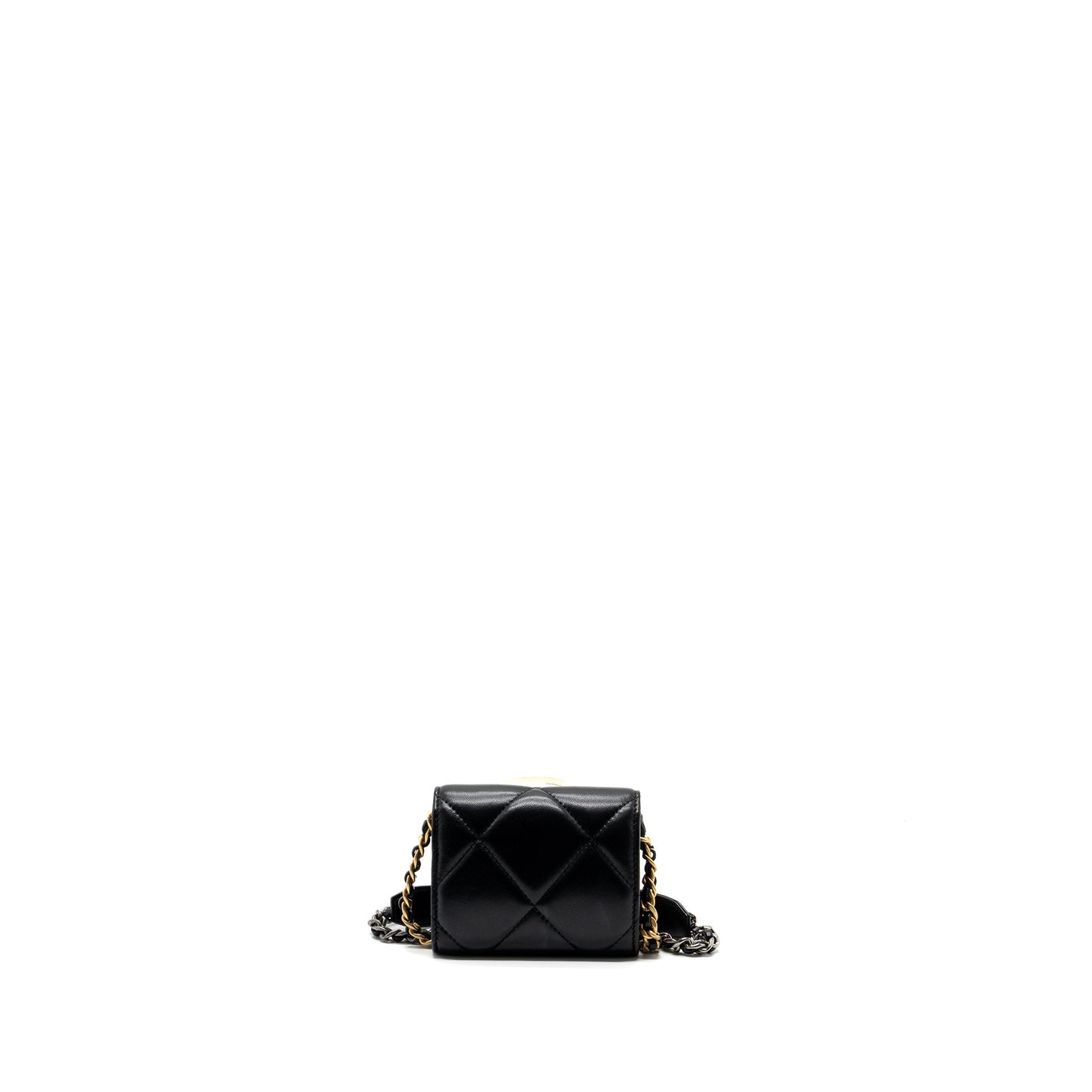 Chanel 19 flap card holder lambskin hardware Multicolor Black Wallet Case