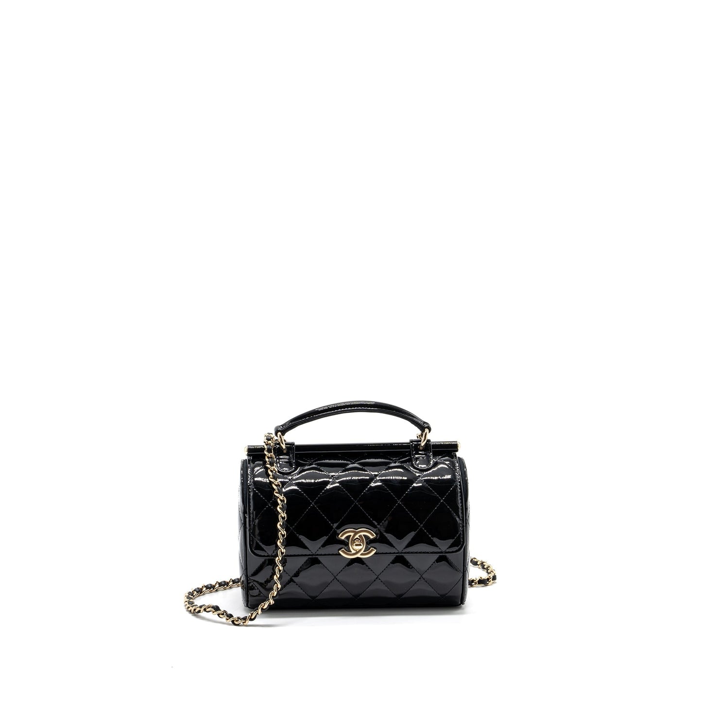 Chanel Trendy CC Dual Flap patent LGHW Black Small Leather Shoulder Bag
