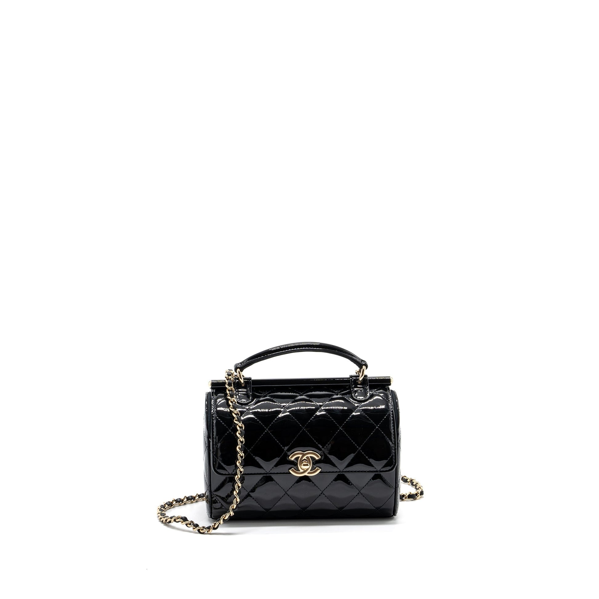 Chanel Trendy CC Dual Flap patent LGHW Black Small Leather Shoulder Bag