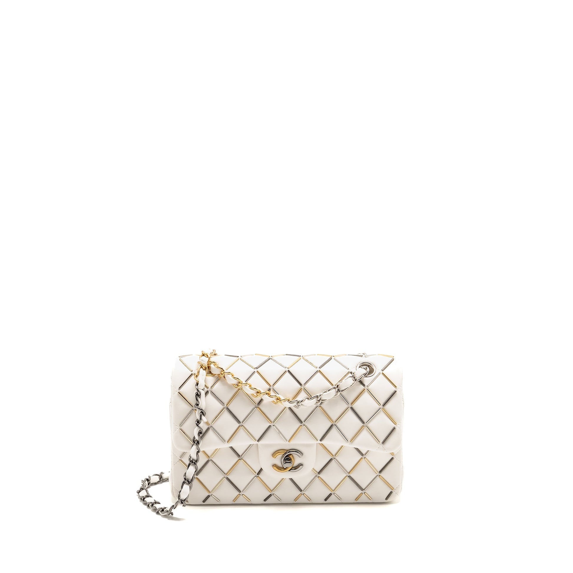 Chanel Bicolor kin Mulitcolour Hardware White Small Shoulder Bag