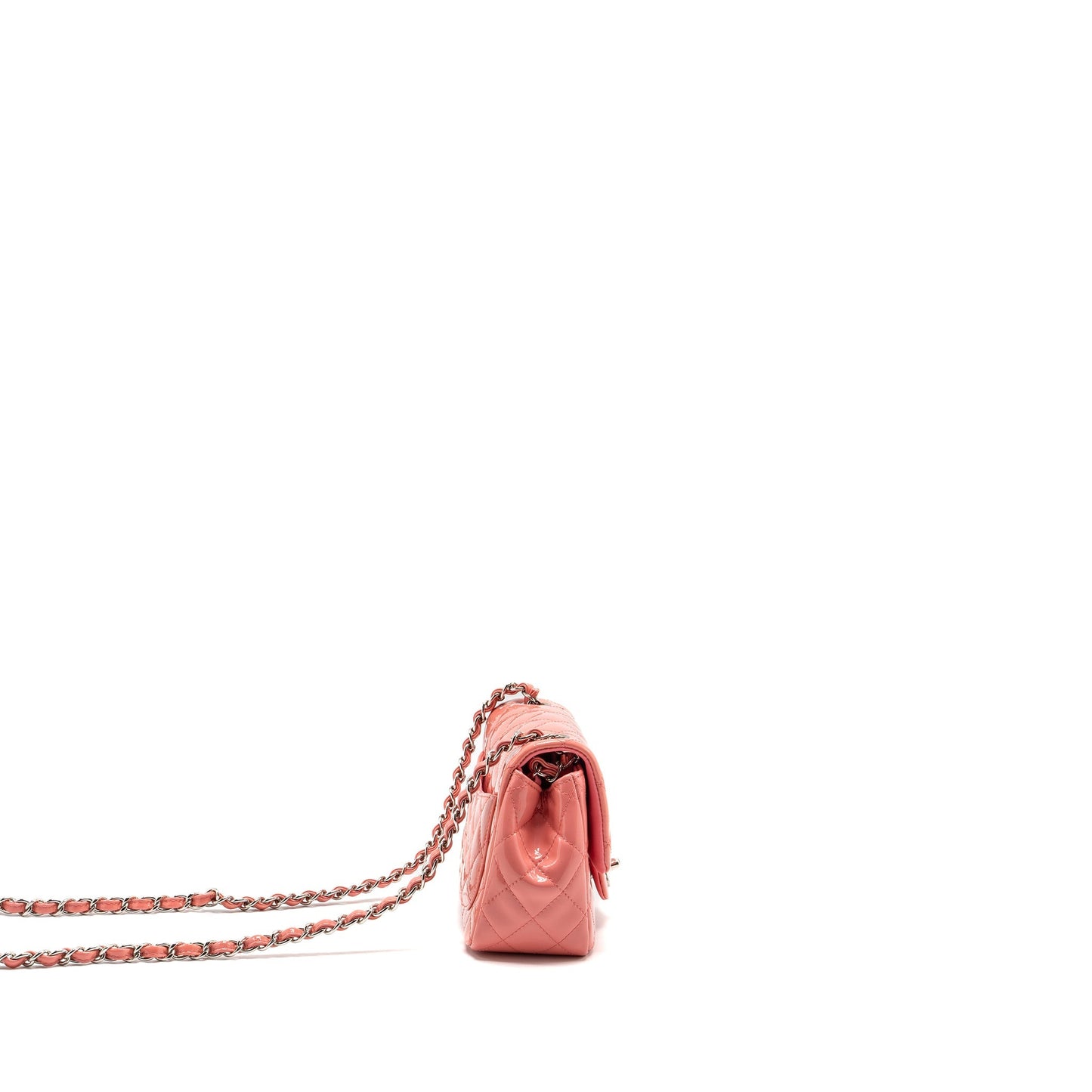 Chanel Square Flap Patent SHW Pink Shoulder Bag