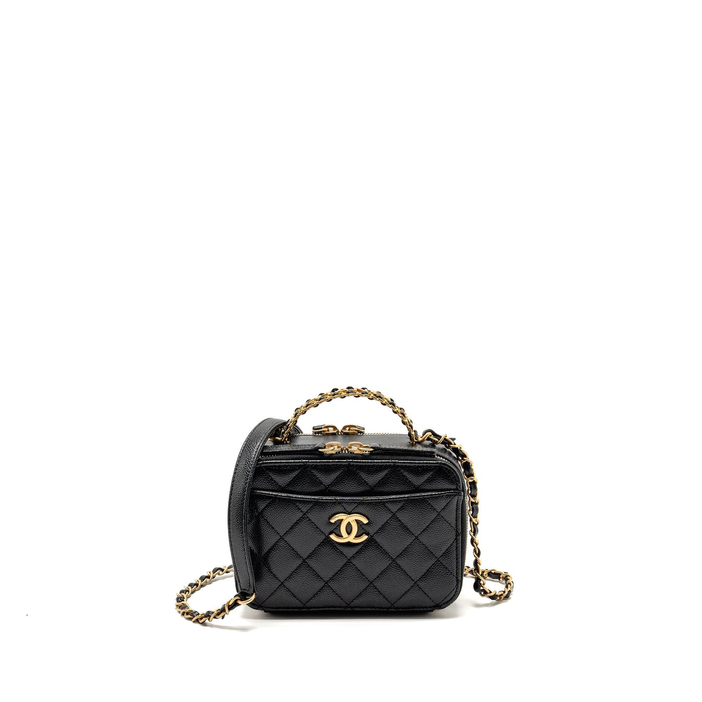 Chanel Logo Detailed Handle Pick Me Up Black Mini Bag