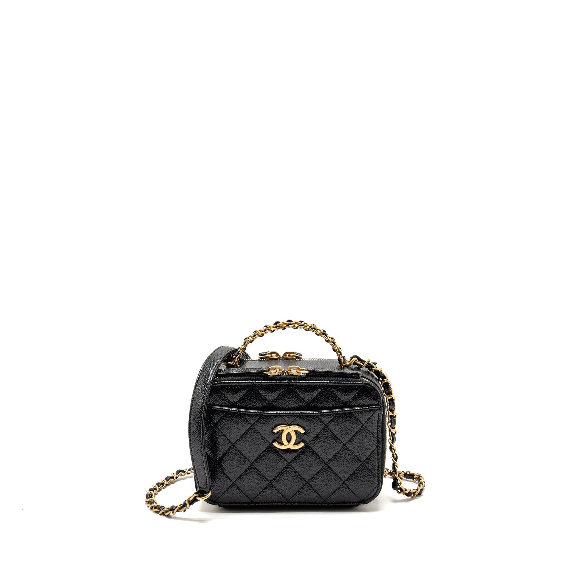 Chanel Logo Detailed Handle Pick Me Up Black Mini Bag
