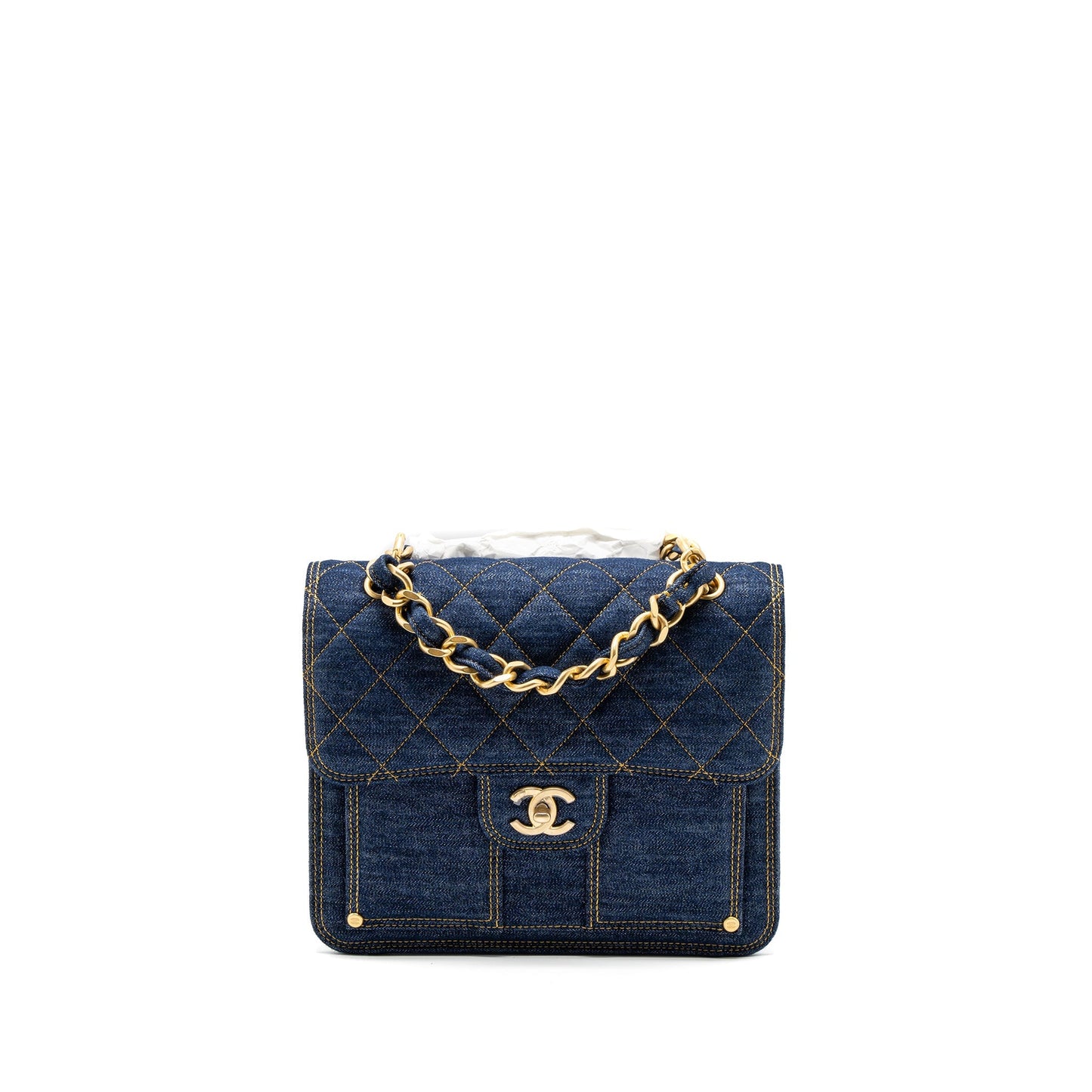 Chanel 23S Flap Backpack Denim Brushed GHW Blue
