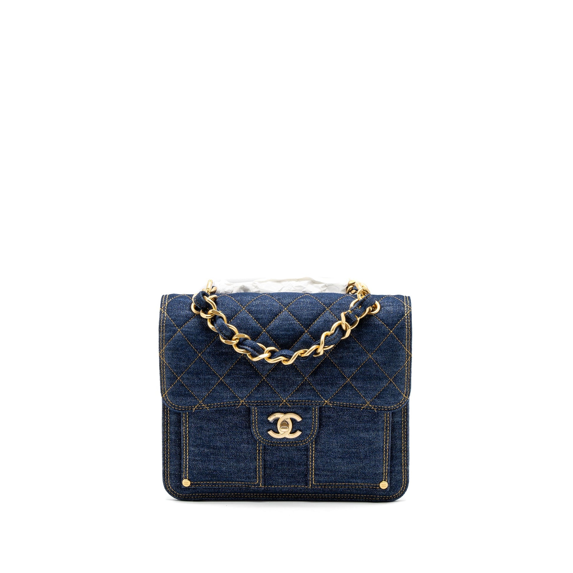 Chanel 23S Flap Backpack Denim Brushed GHW Blue