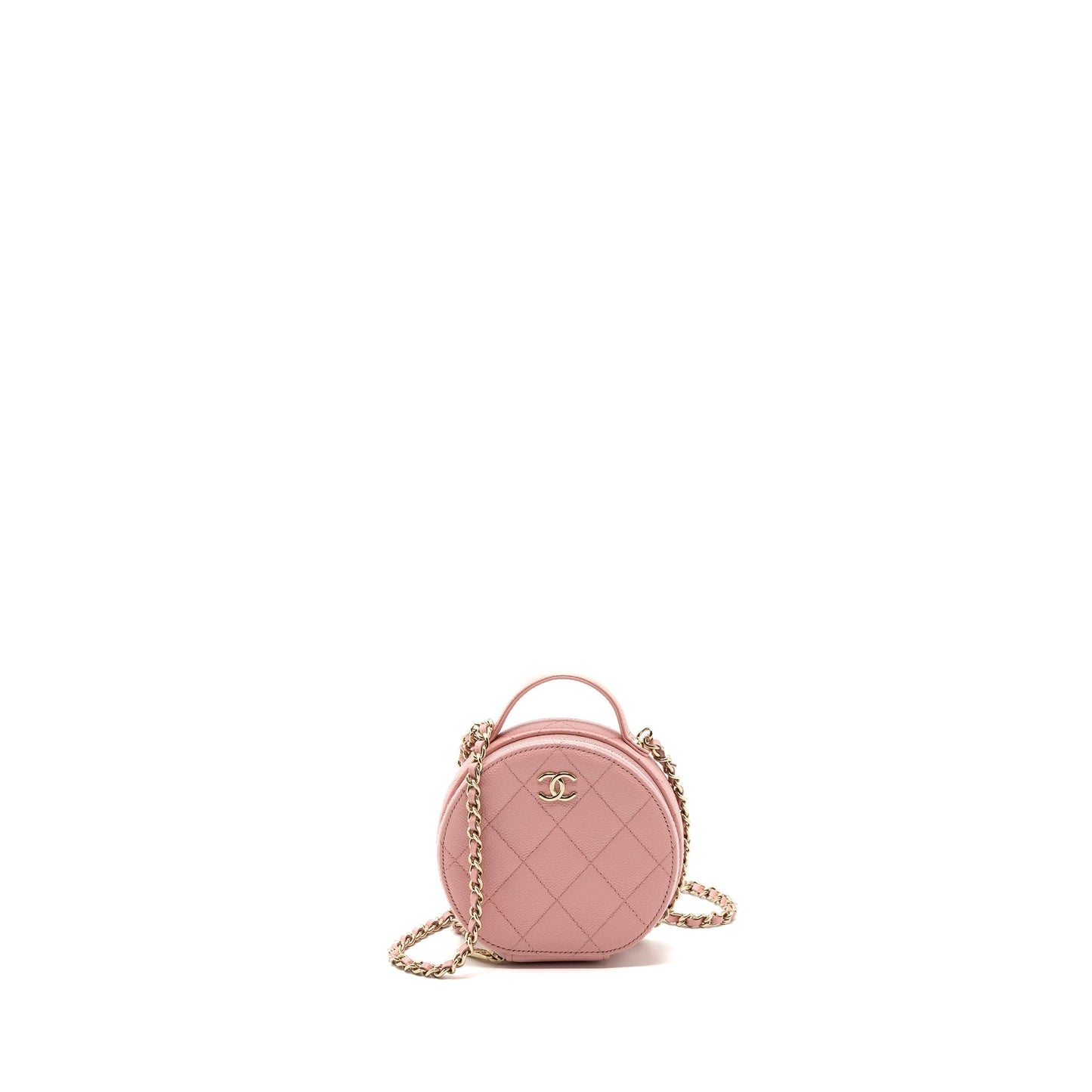 Chanel Top Handle Round Vanity Caviar LGHW Pink Mini Bag