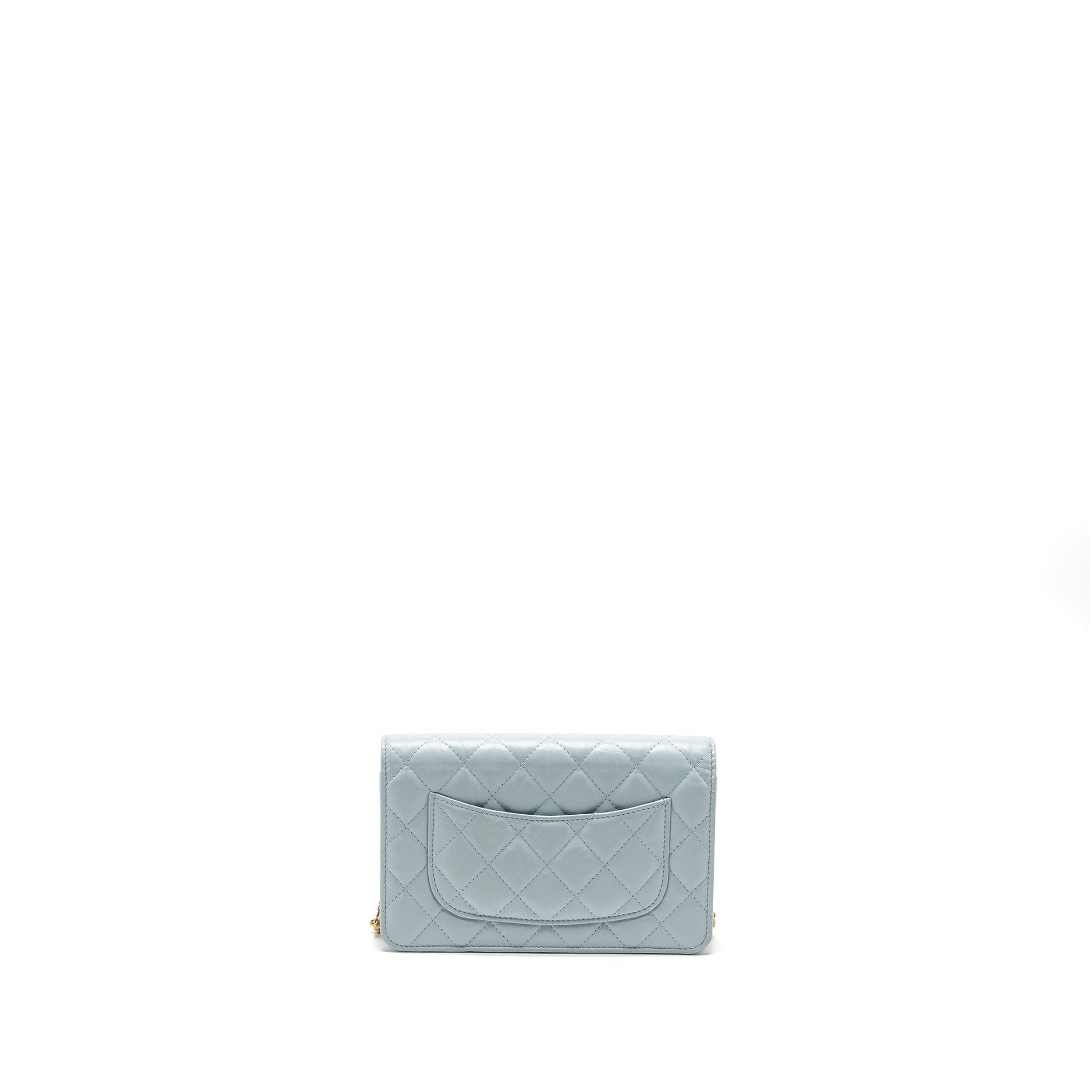 Chanel 2.55 Reissue on Aged Calfskin Light Blue Wallet Case Ghw Microchip