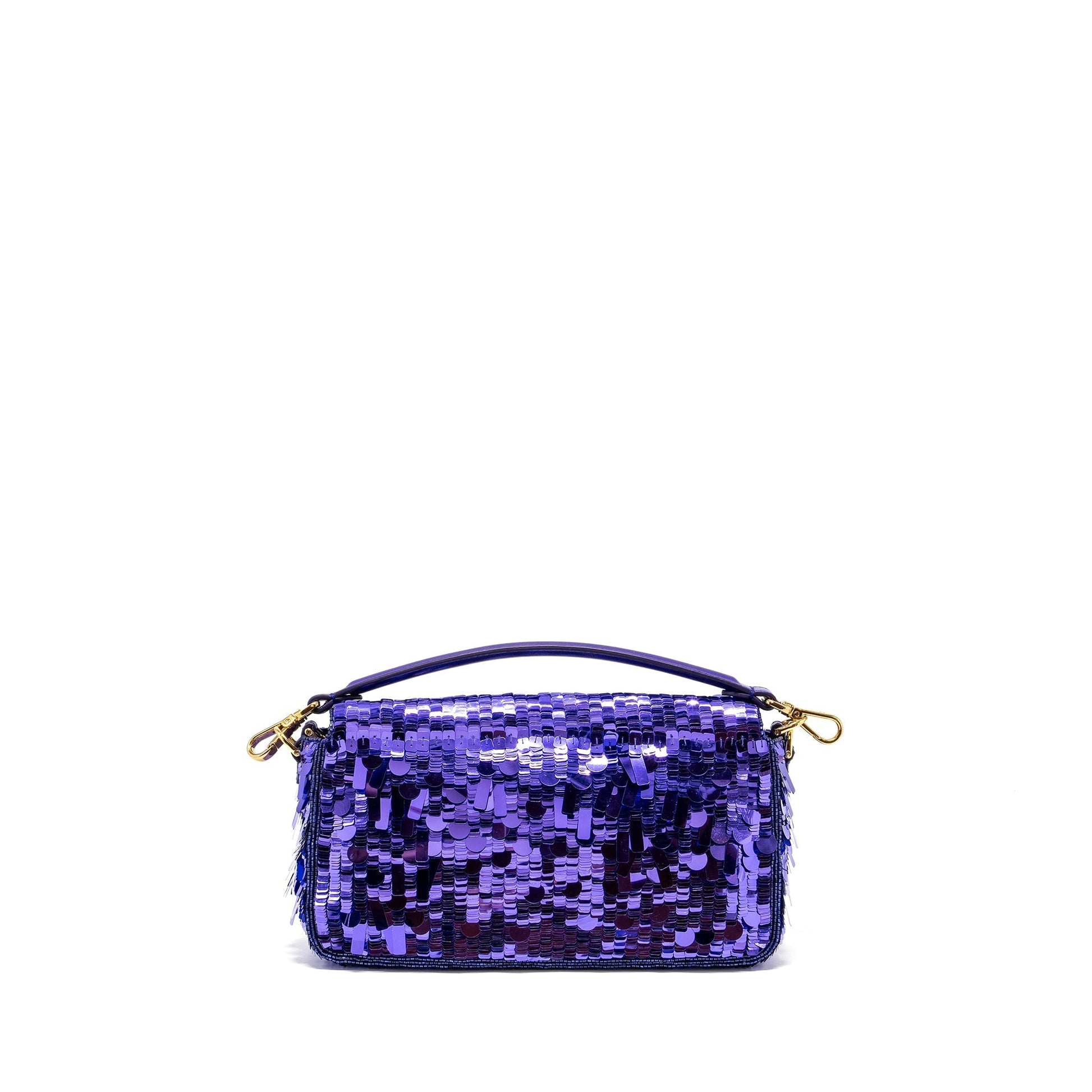 Fendi Baguette Purse Limited Edition Sequin Leather Purple Shoulder Bag