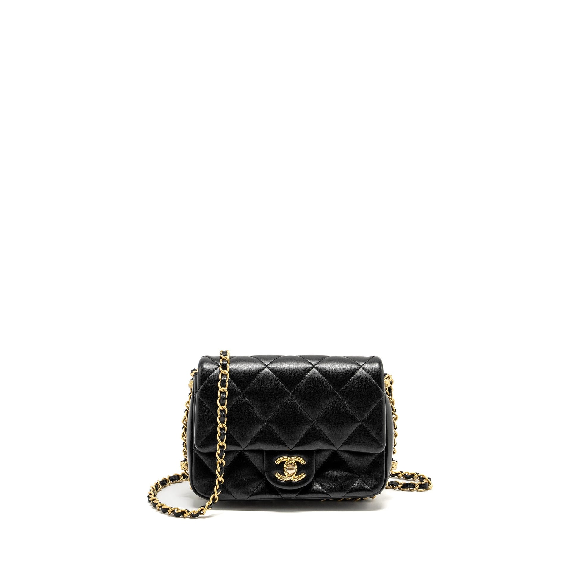 Chanel Coco CC Logo Quilted Flap Lambskin Black Shoulder Bag
