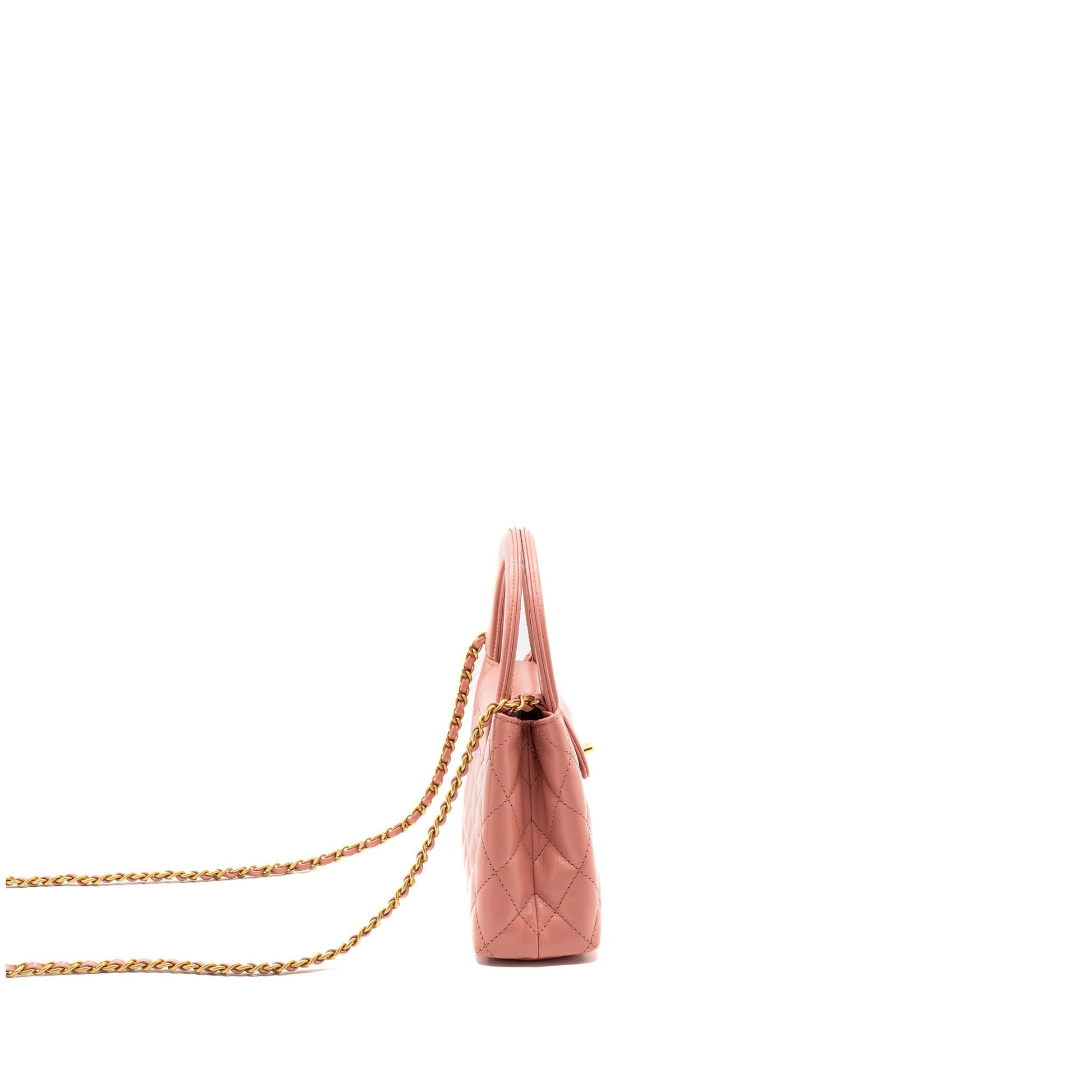 Chanel 23k Shopping Calfskin Brushed GHW Microchip Pink Tote Bag