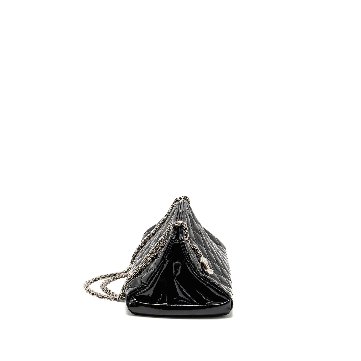 Chanel Just Mademoiselle Bowling Patent SHW Black Handbag