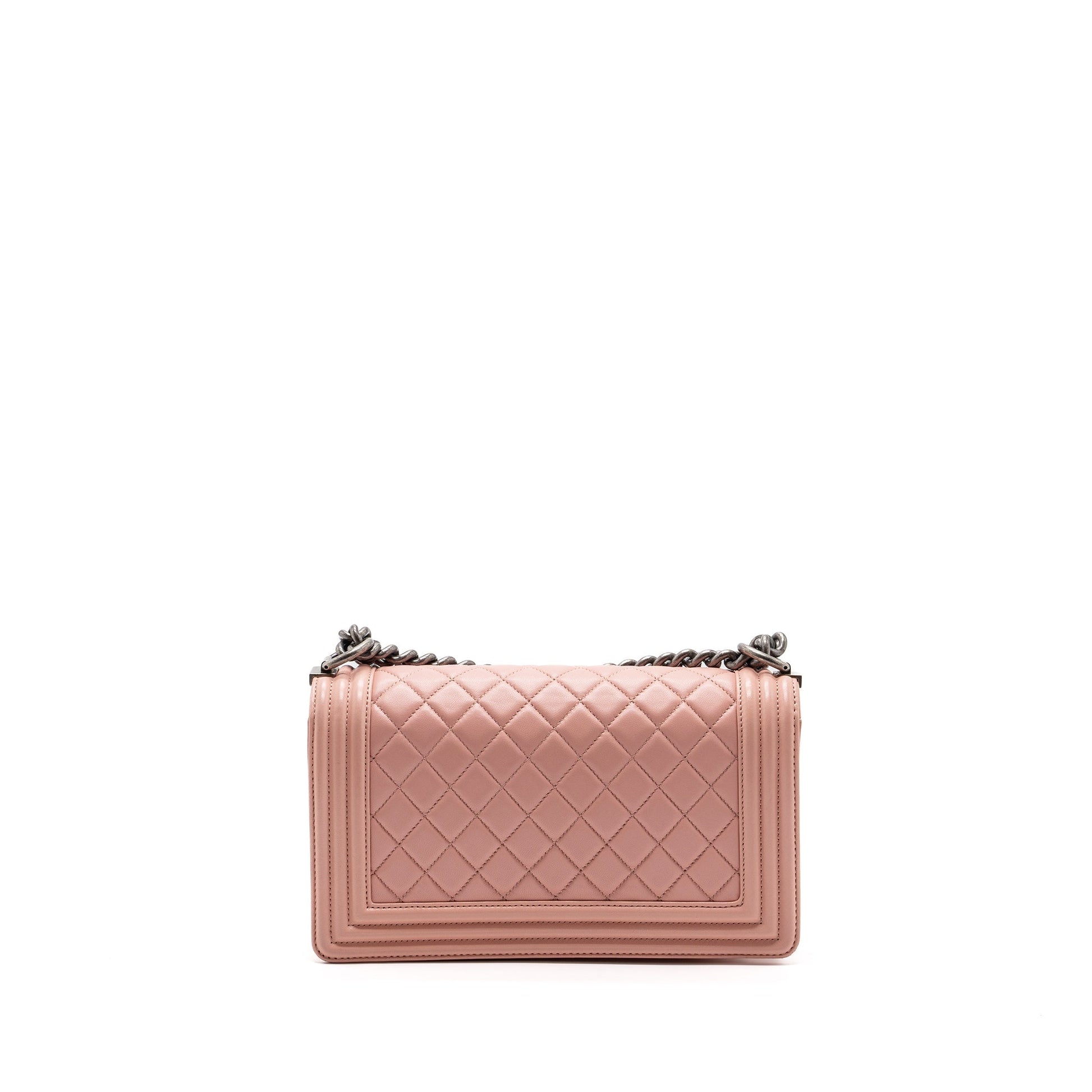 Chanel boy lambskin light ruthenium hardware Pink Handbag