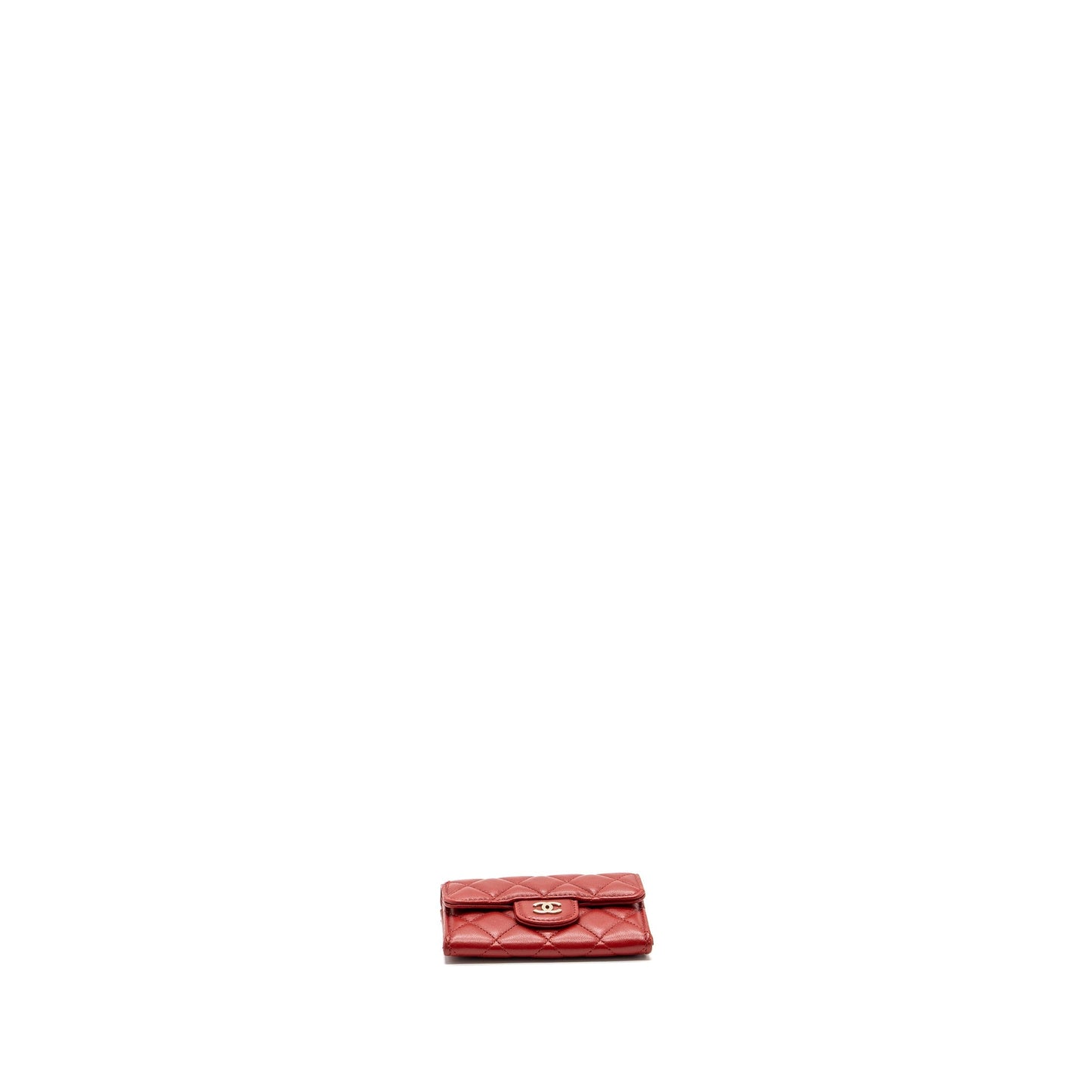 Chanel Flap Card Holder Lambskin SHW Red Wallet Case