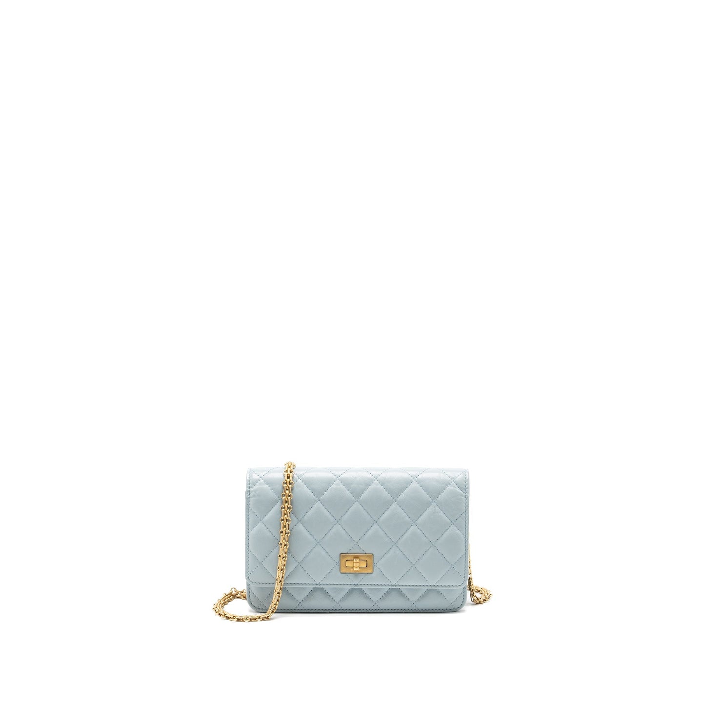 Chanel 2.55 Reissue on Aged Calfskin Light Blue Wallet Case Ghw Microchip