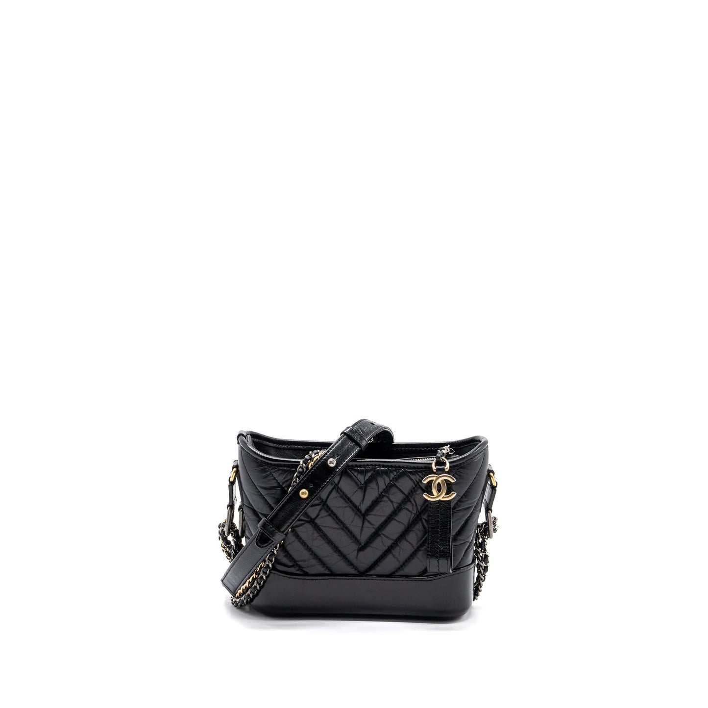 Chanel chevron Gabrielle hobo calfskin hardware Multicolor Black Small Shoulder Bag