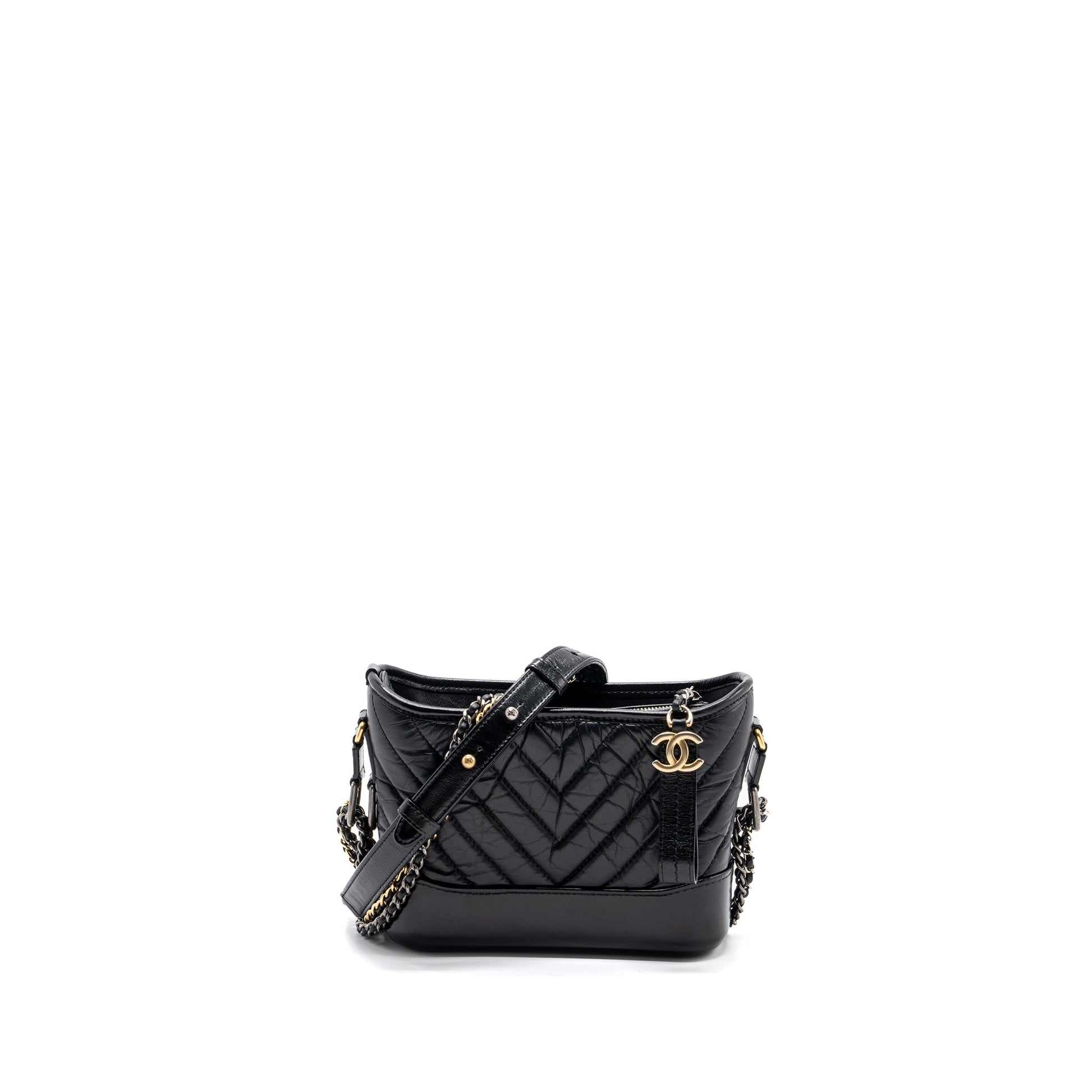 Chanel chevron Gabrielle hobo calfskin hardware Multicolor Black Small Shoulder Bag