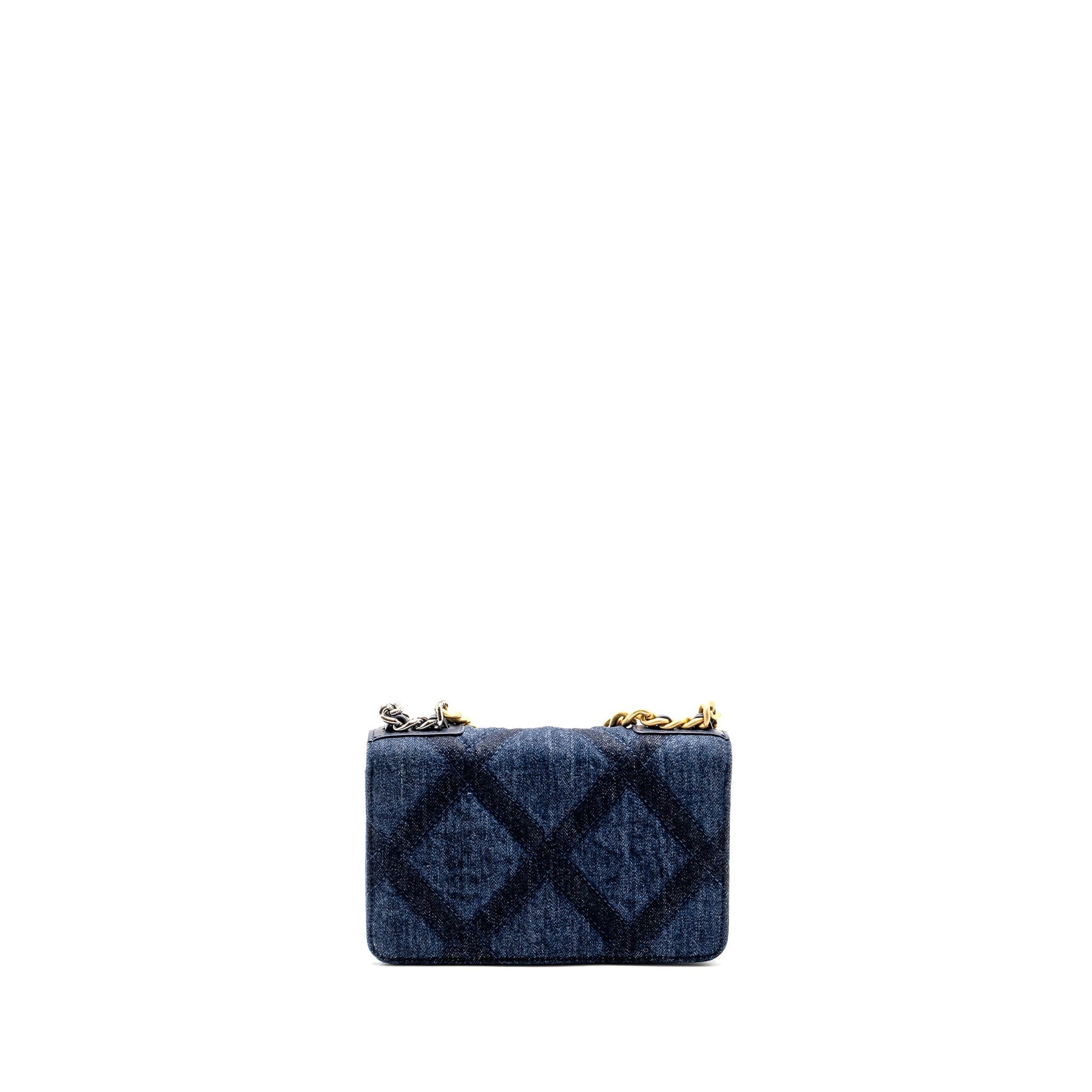 Chanel 19 on Denim Hardware Microchip Multicolour Blue Wallet Case