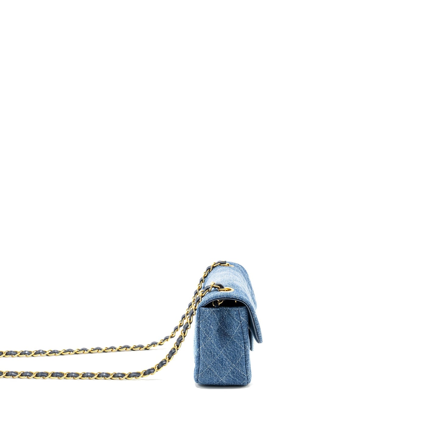 Chanel 24S Rectangular Flap Denim GHW Microchip Blue Shoulder Bag