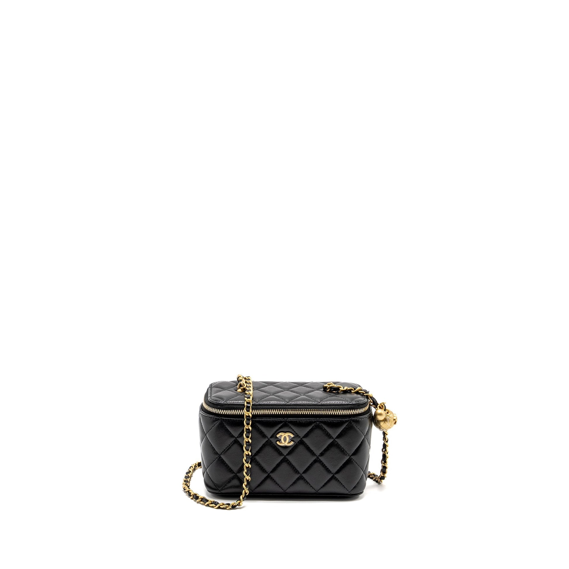 Chanel Pearl Crush Long Vanity Lambskin GHW Black Handbag 9