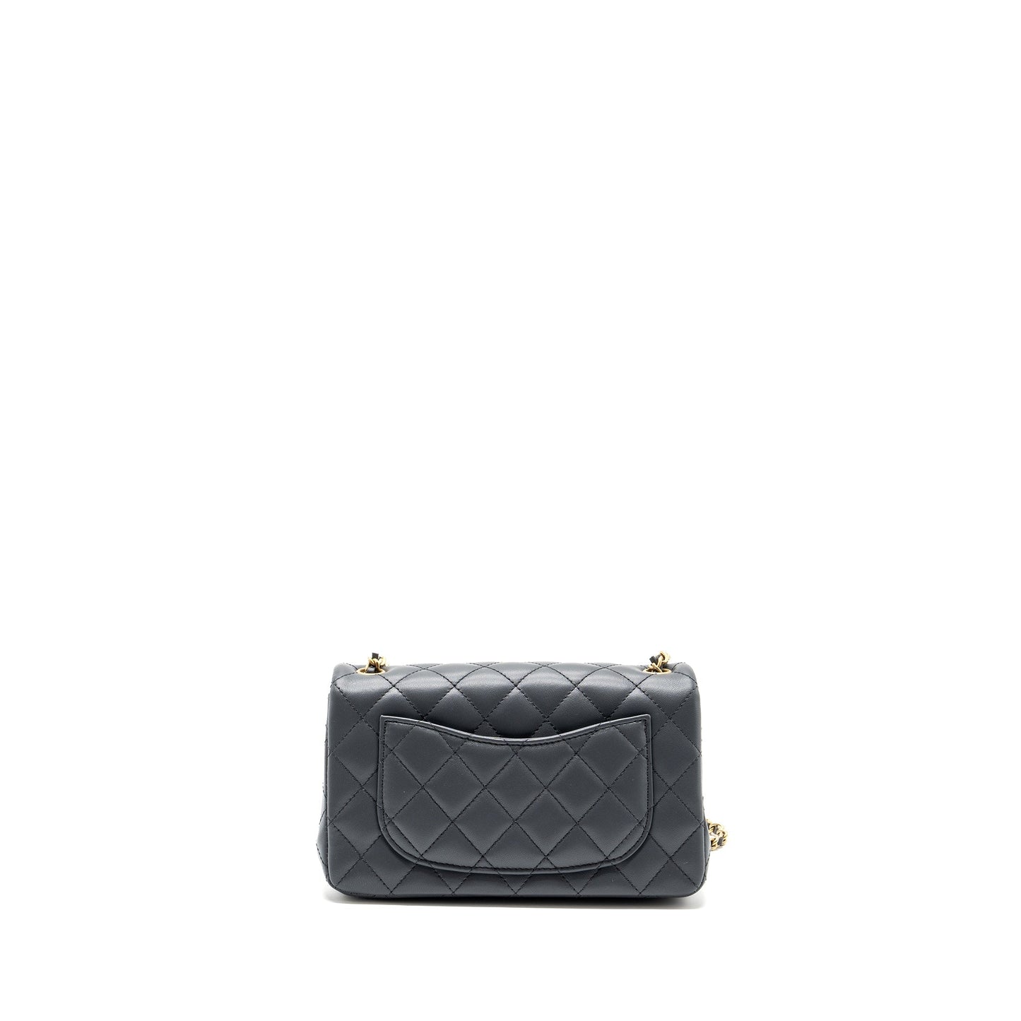 Chanel pearl crush rectangular flap Lambskin dark Grey Shoulder Bag