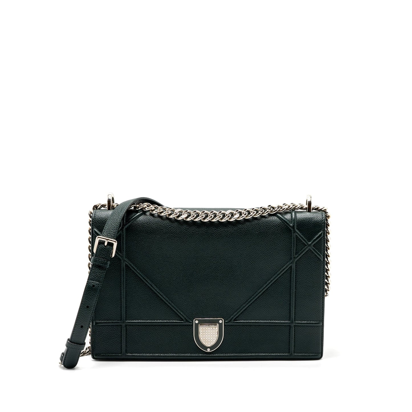 Dior ama Purse Grained Calfskin Dark Handbag Green Large Travel Bag