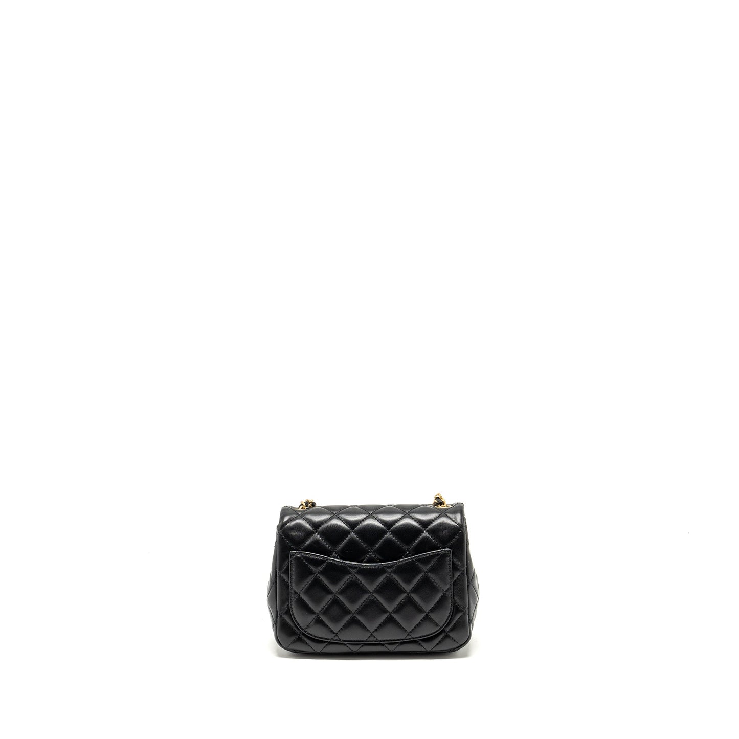 Chanel Pearl Crush Square Flap Lambskin GHW Black Shoulder Bag Ghwmicrochip 1