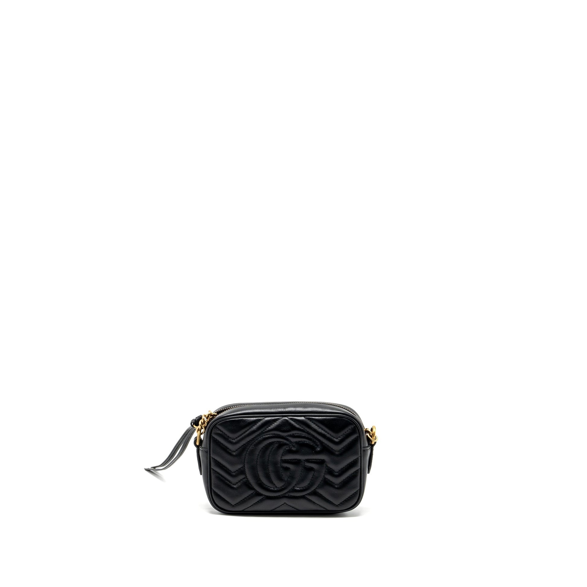 Gucci Marmont Camera Bag Calfskin Matelasse Black Travel Bag