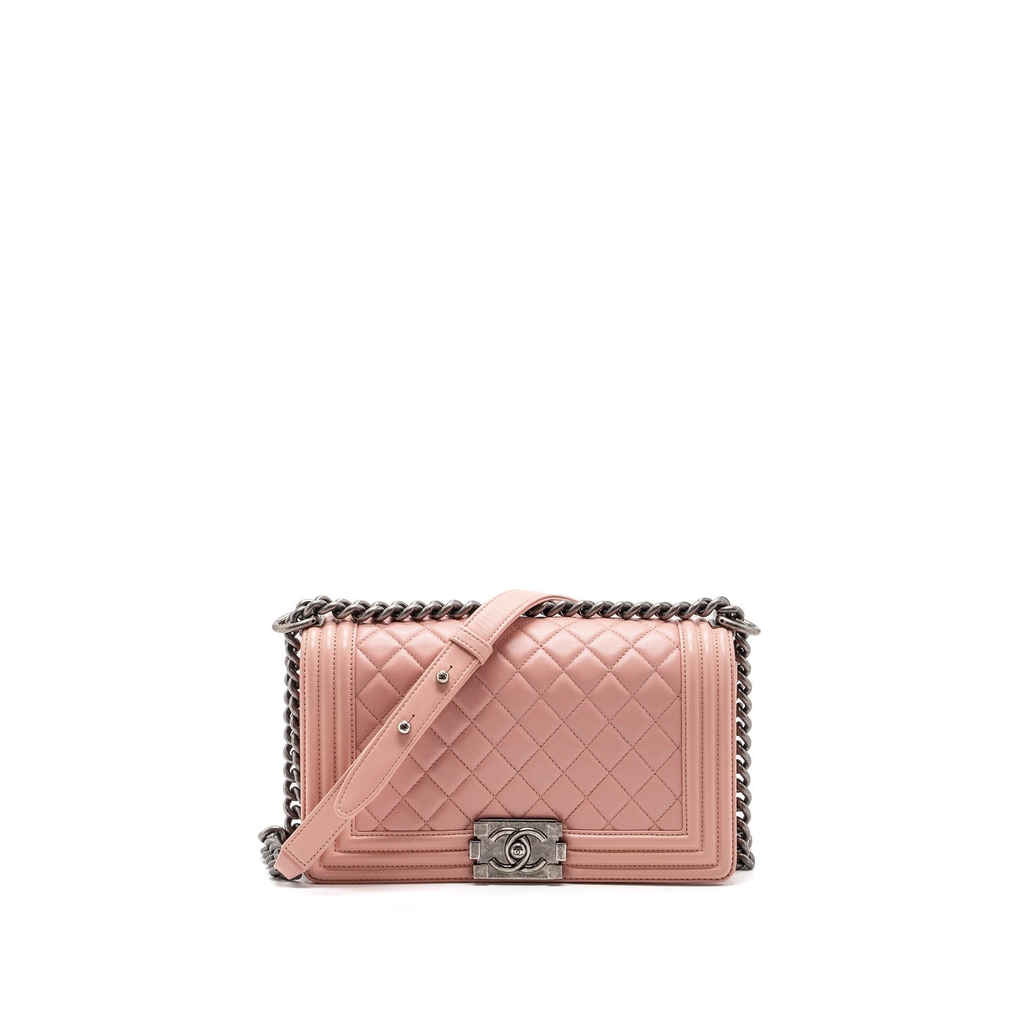 Chanel boy lambskin light ruthenium hardware Pink Handbag