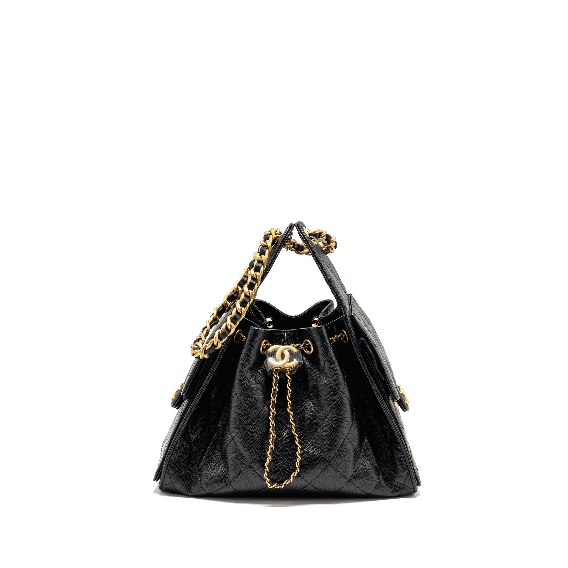 Chanel 25 Grained Calfskin GHW Microchip Black Small Handbag