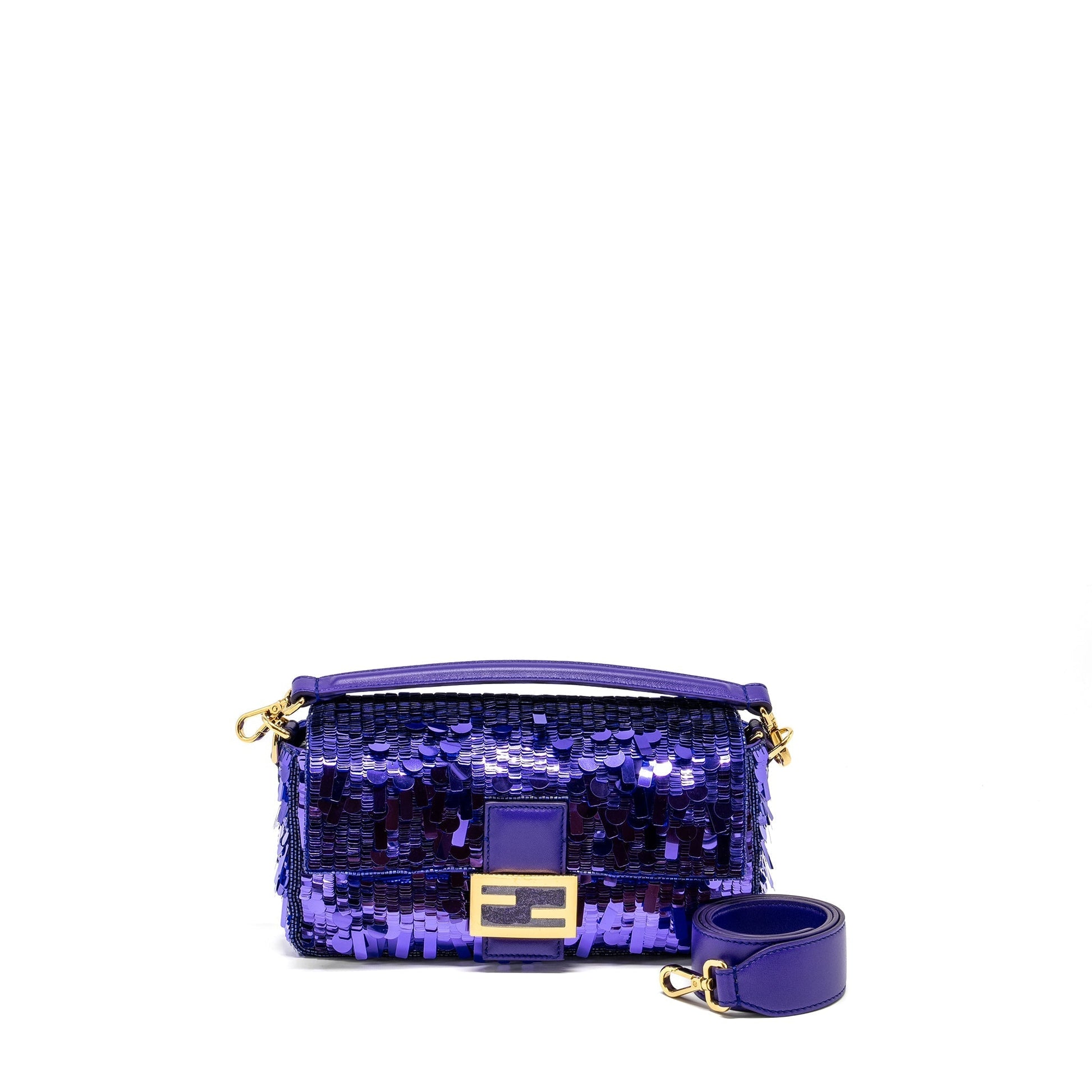 Fendi Baguette Purse Limited Edition Sequin Leather Purple Shoulder Bag