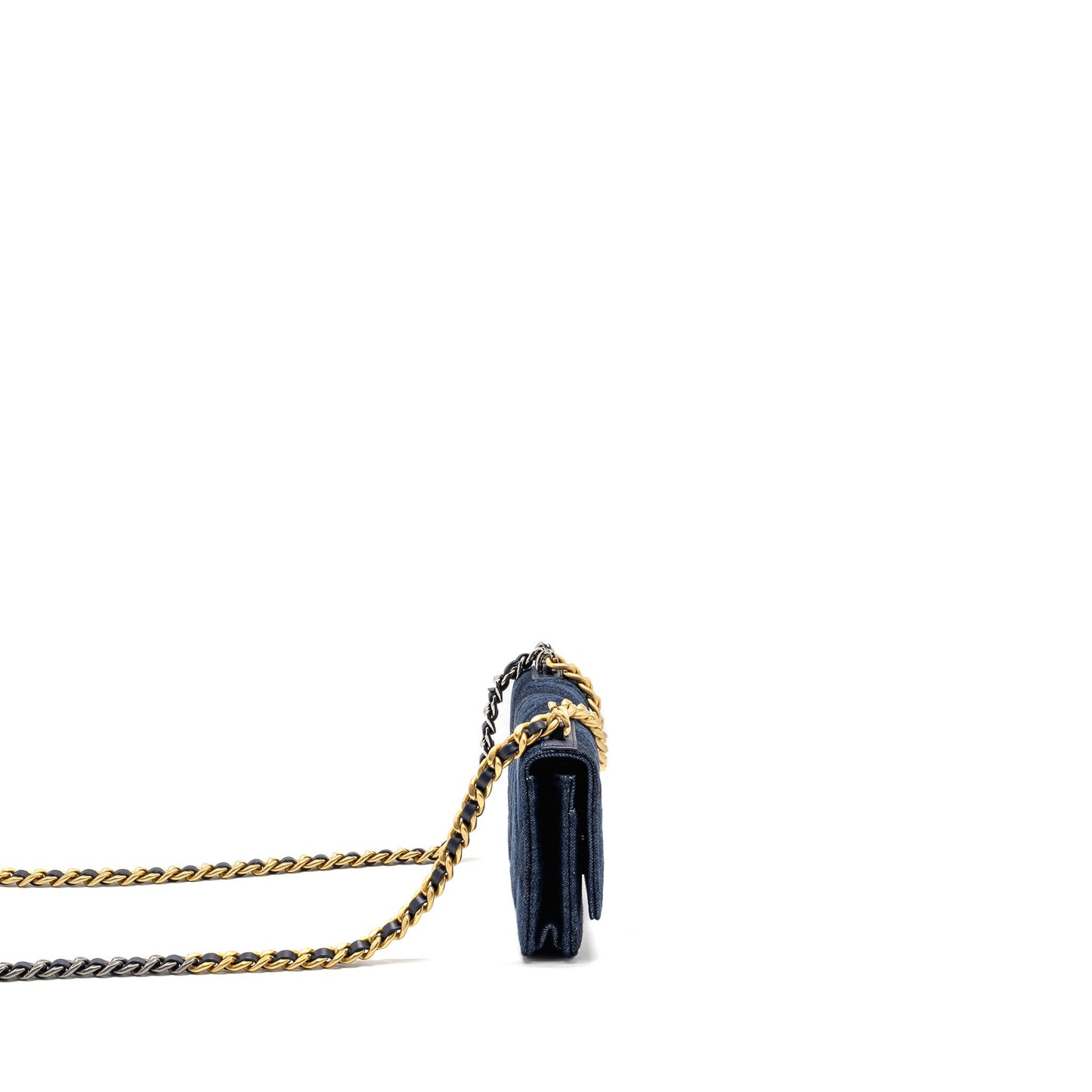 Chanel 19 on Denim Hardware Microchip Multicolour Blue Wallet Case