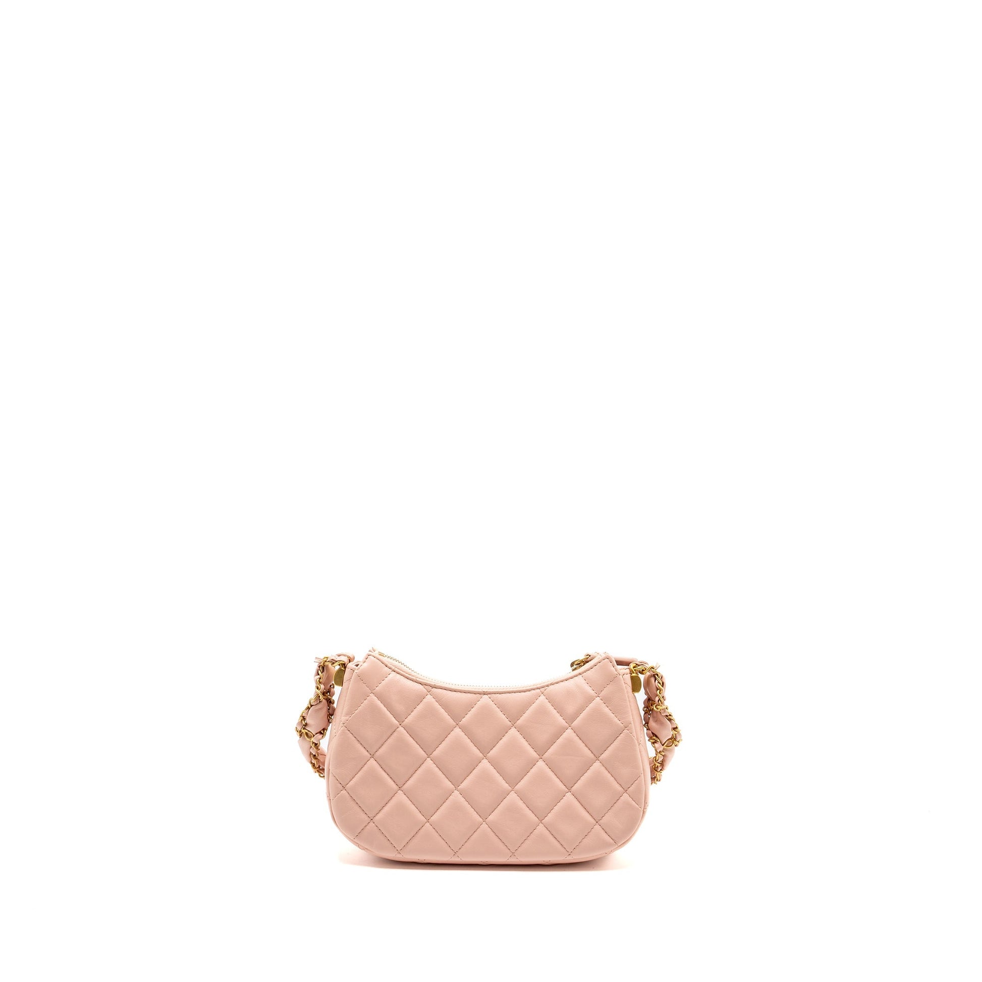 Chanel 23K Hobo Calfskin GHW microchip Pink Small Shoulder Bag