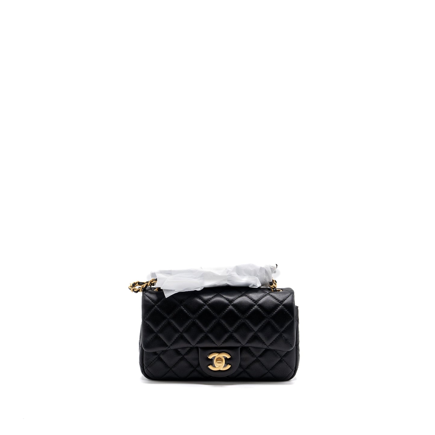 Chanel PEARL CRUSH LAMBSKIN BRUSHED GHW Black Mini Bag