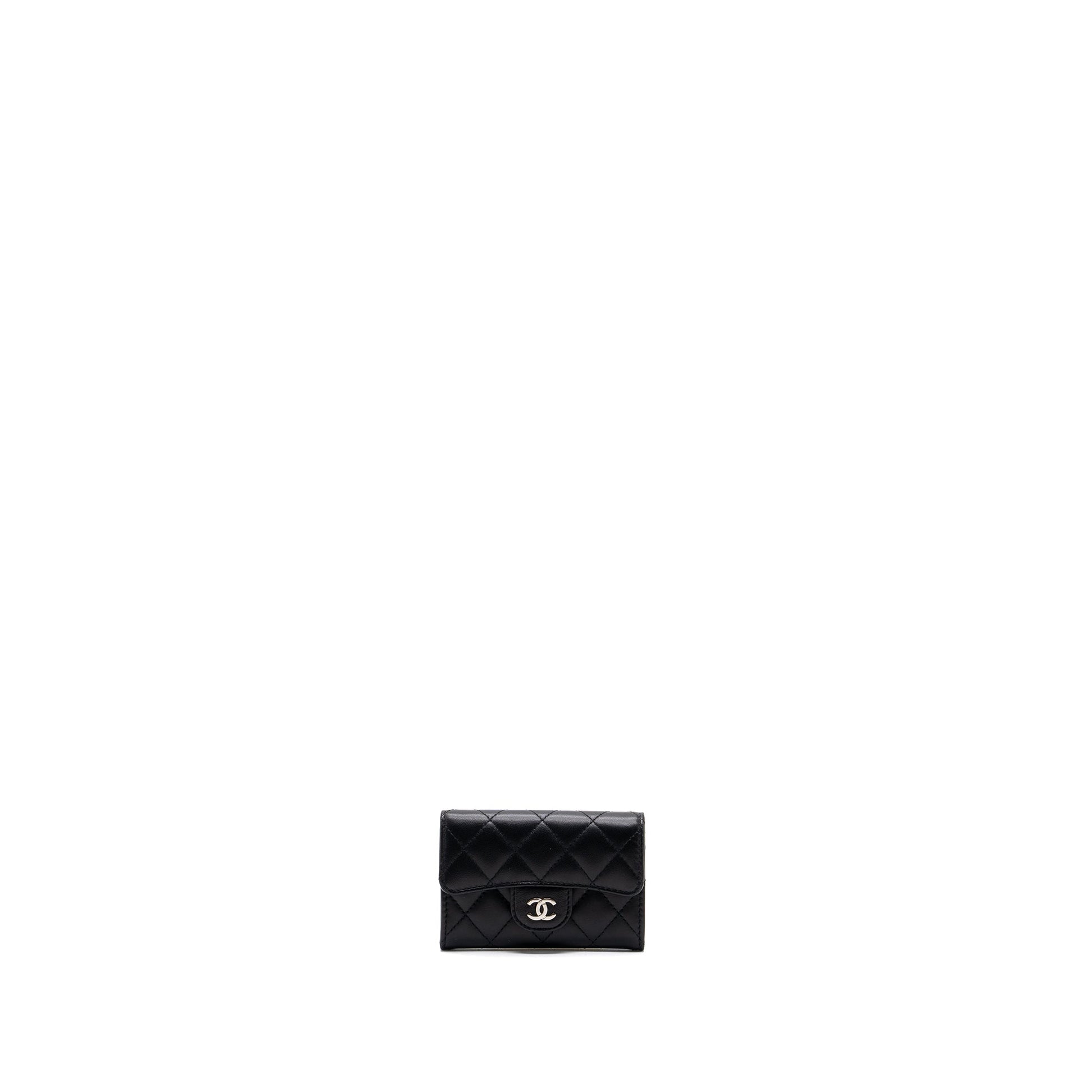 Chanel Classic flap card holder lambskin SHW Black Wallet Case Shw 1