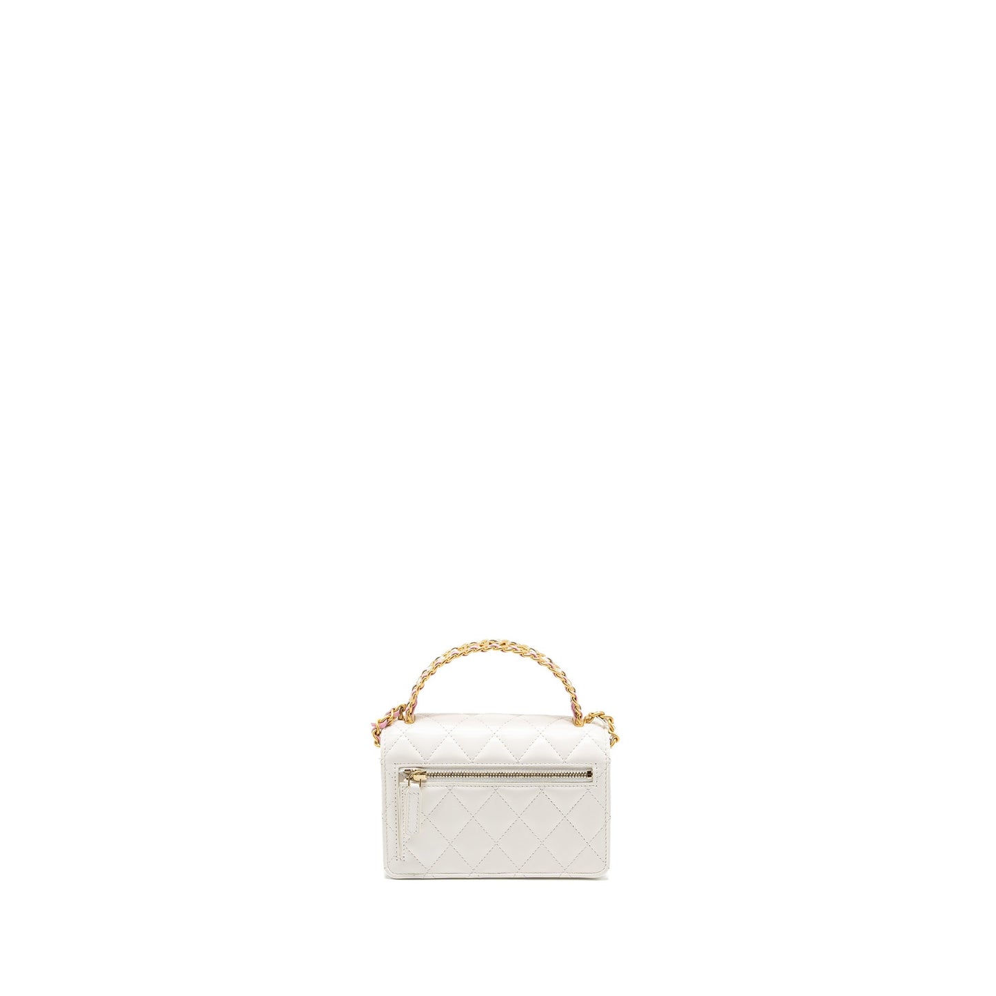 Chanel 23p rainbow letter handle on calfskin White Wallet Case