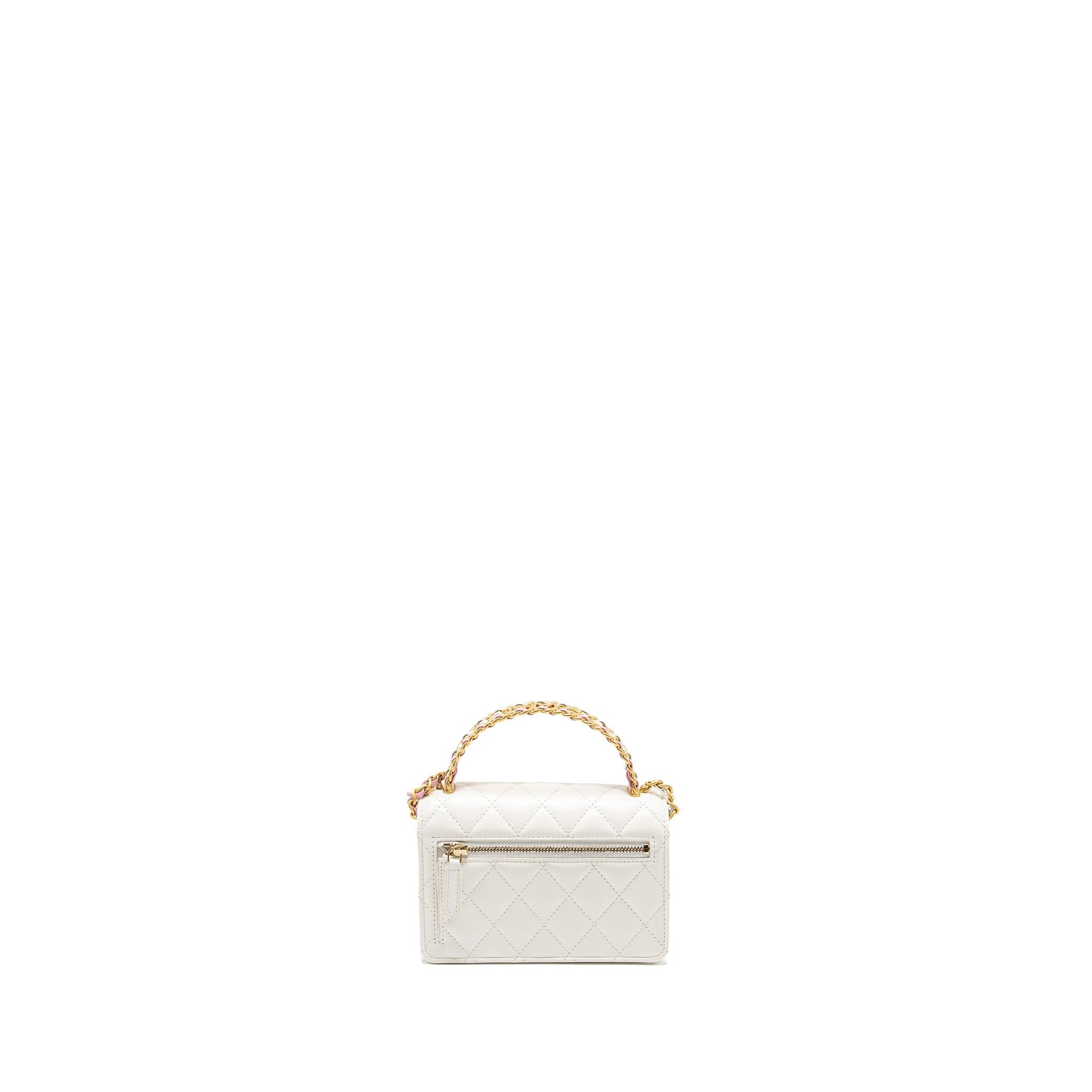 Chanel 23p rainbow letter handle on calfskin White Wallet Case