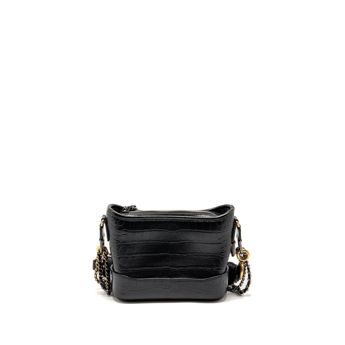 Chanel Gabrielle Hobo Top Handle Croc-embossed Calfskin Multicolour Black Small Shoulder Bag