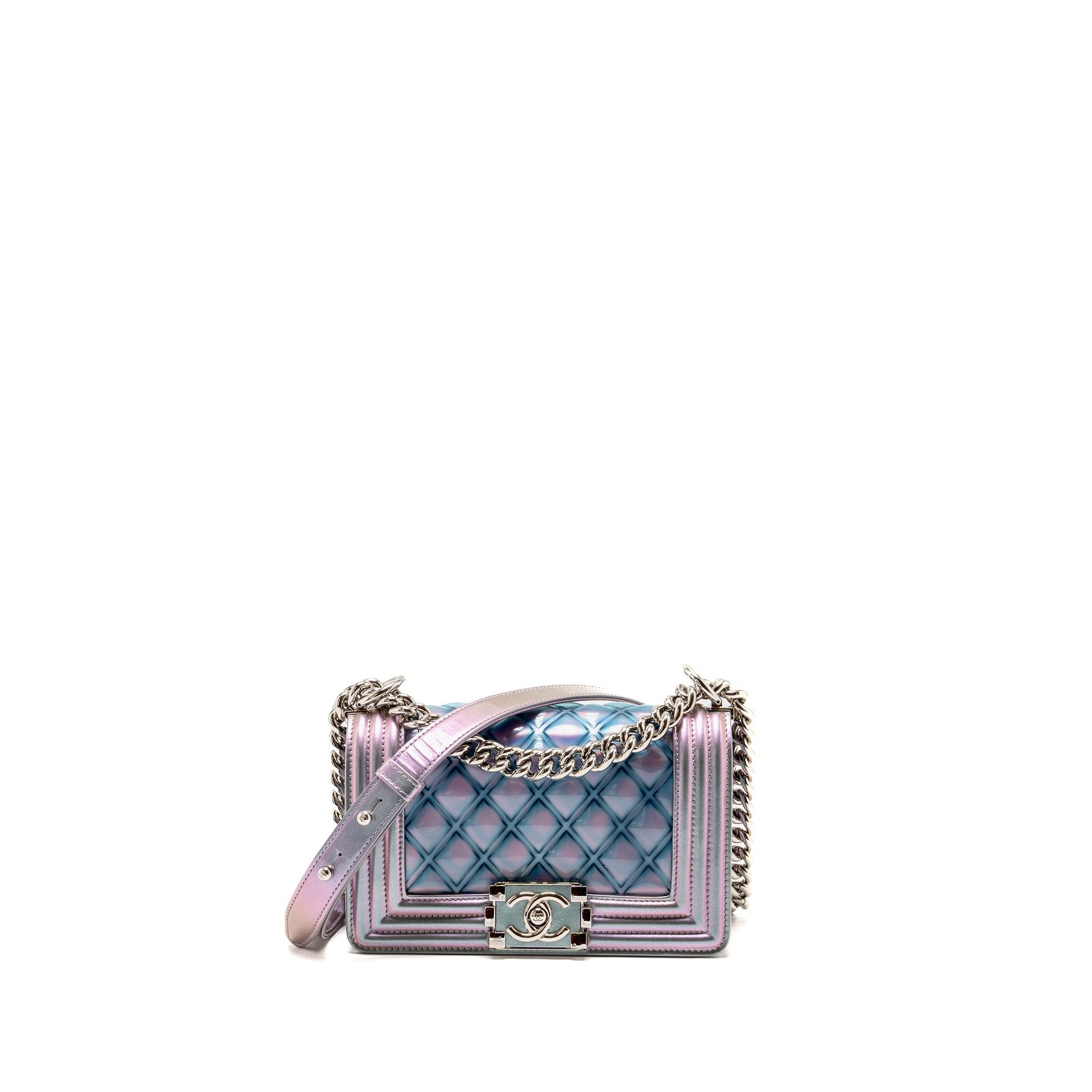 Chanel Boy Limited Edition Patent Iridescent Light Small Leather Handbag