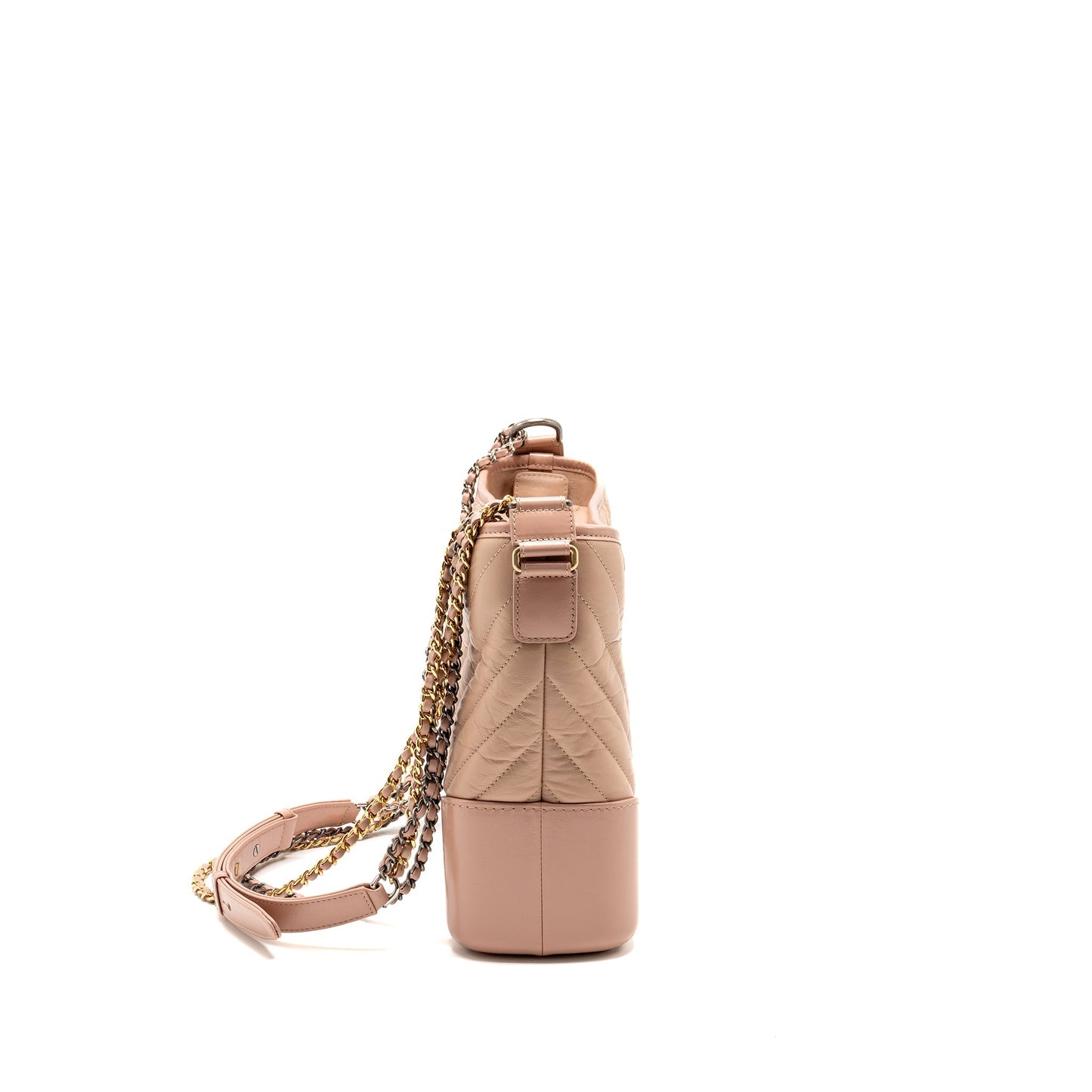 Chanel Chevron Gabrielle Hobo Calfskin Hardware Multicolour Pink Beige Shoulder Bag