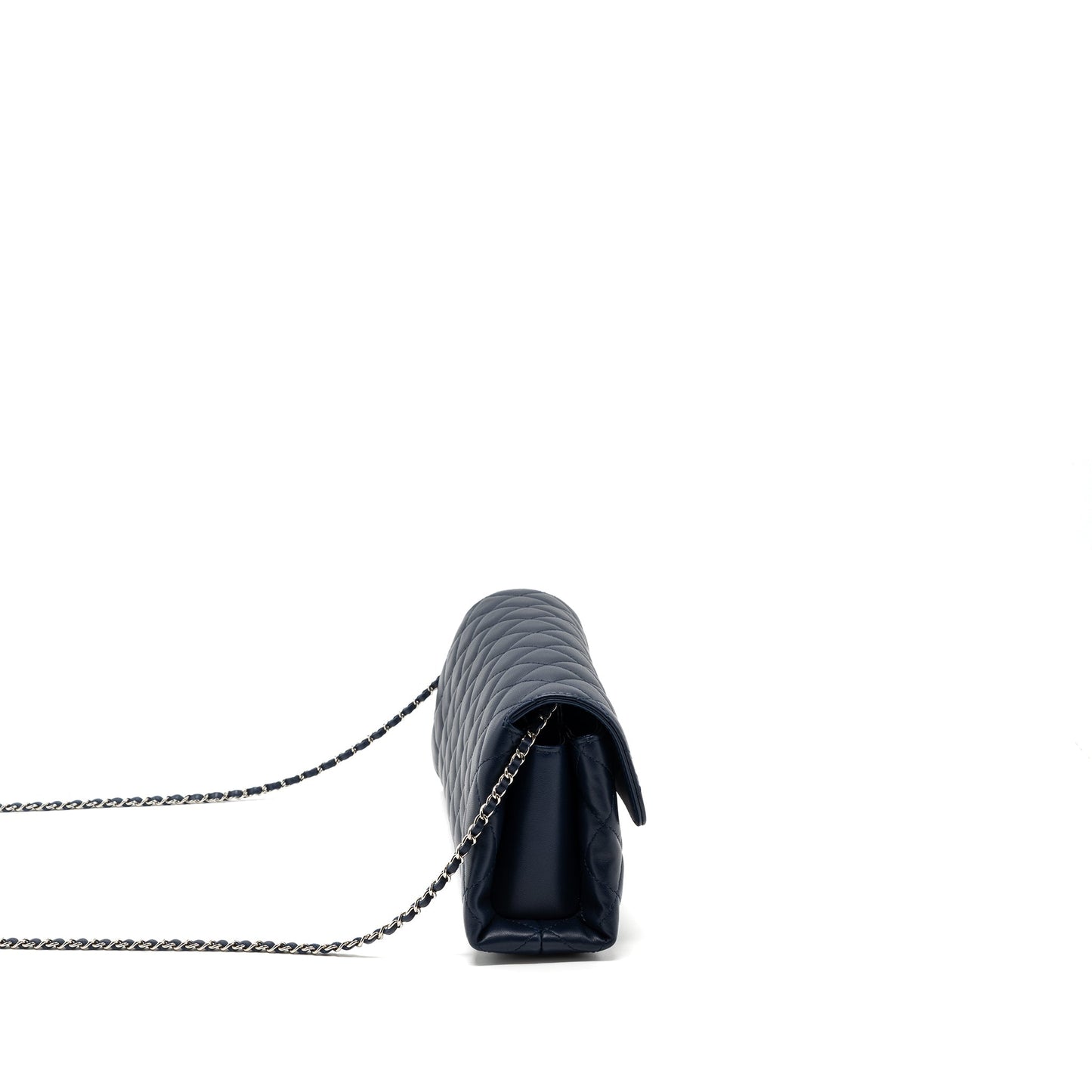 Chanel quilted long flap lambskin dark SHW Blue Shoulder Bag