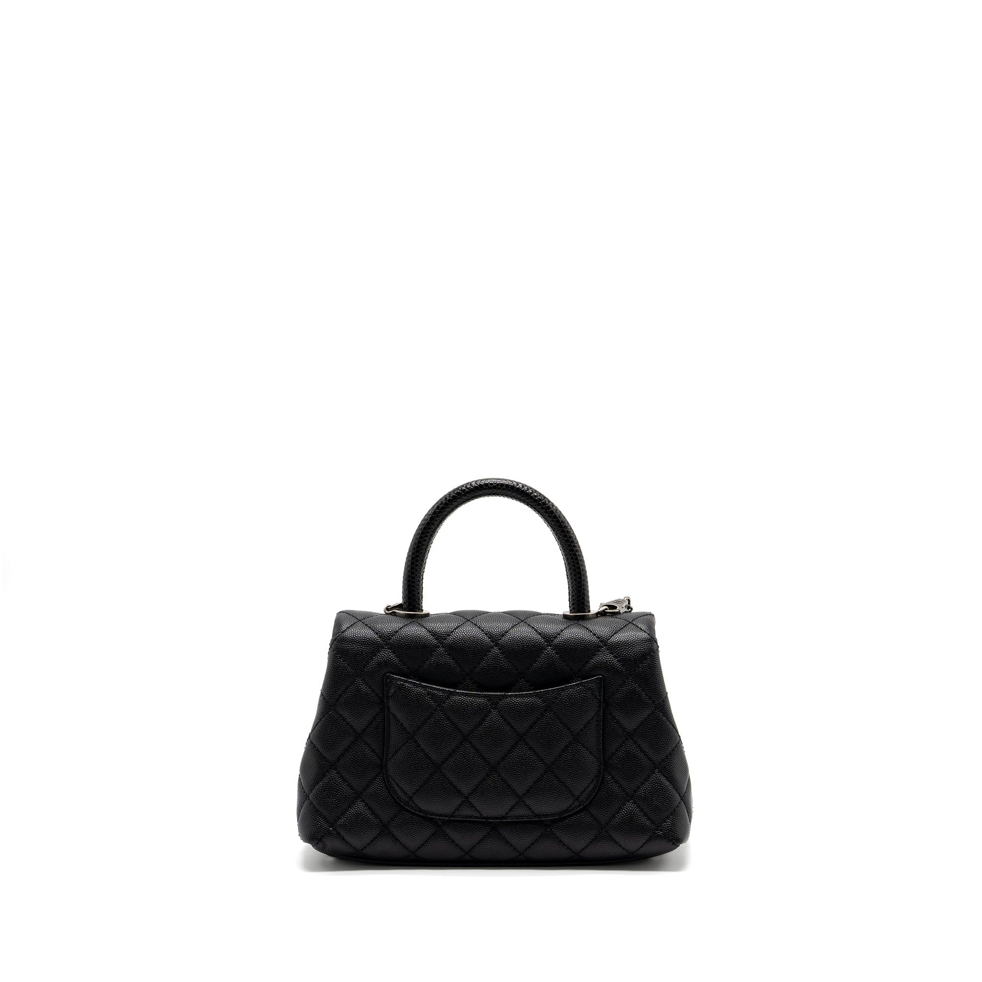 Chanel coco handle caviar lizard handle ruthenium Black Small Handbag