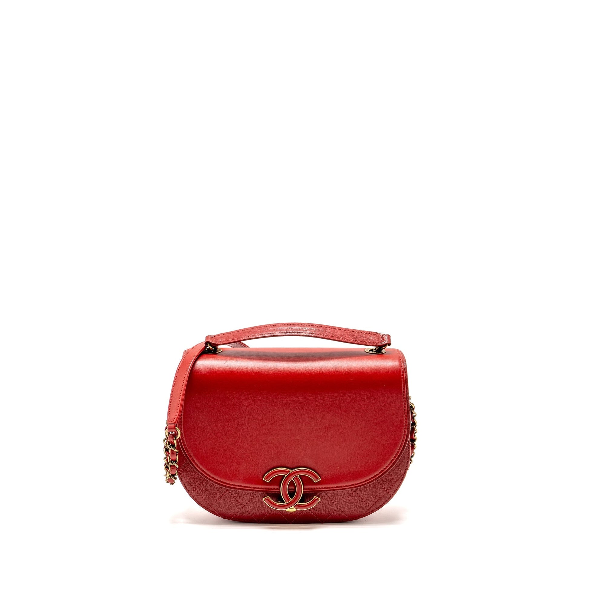 Chanel Coco Curve Flap Calfskin GHW Red Shoulder Bag